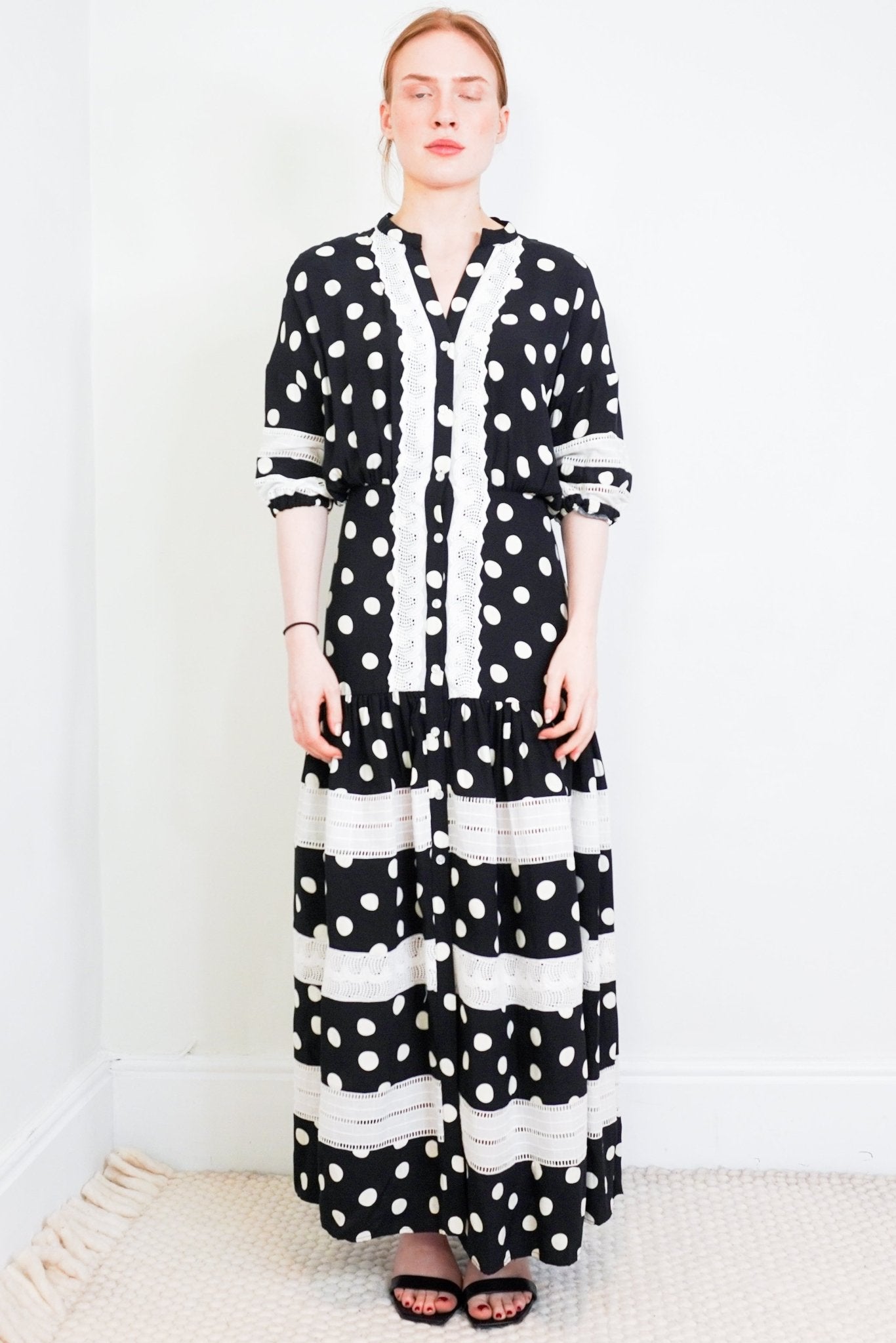Paper-London-Polkadot-Black-Maxi-Dress-Front-Picture-Chelsea-London