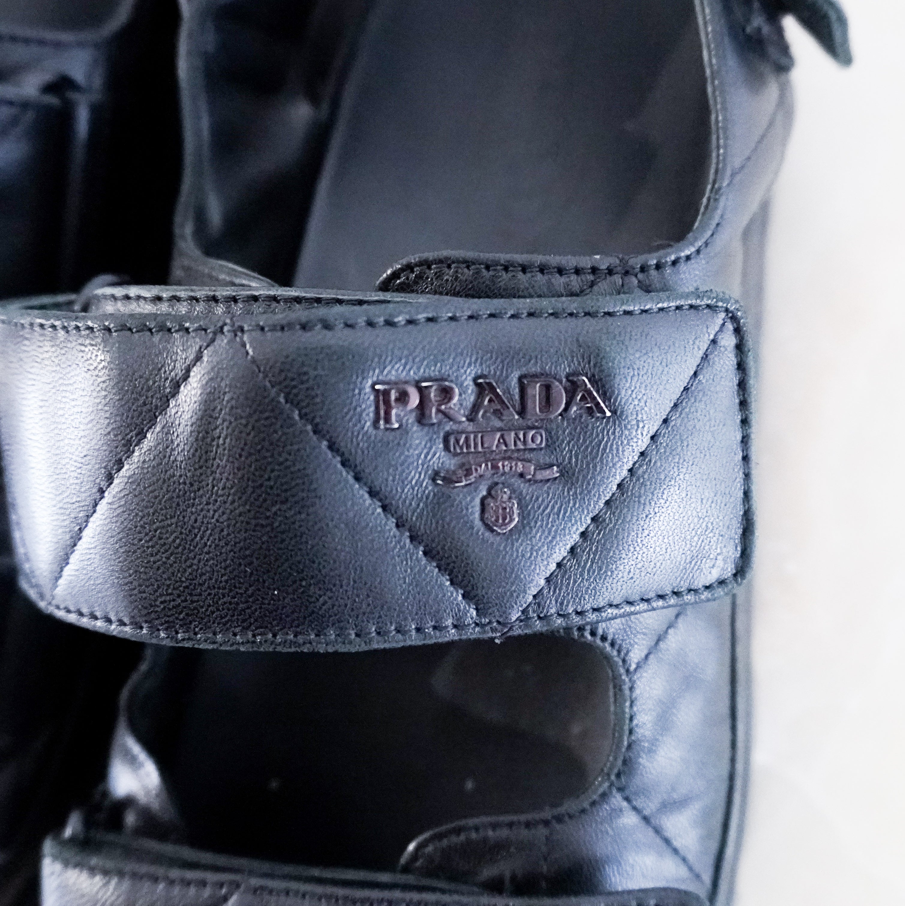 Prada-Black-Quilted-Dad-Sandals-logo-picture-Chelsea-London