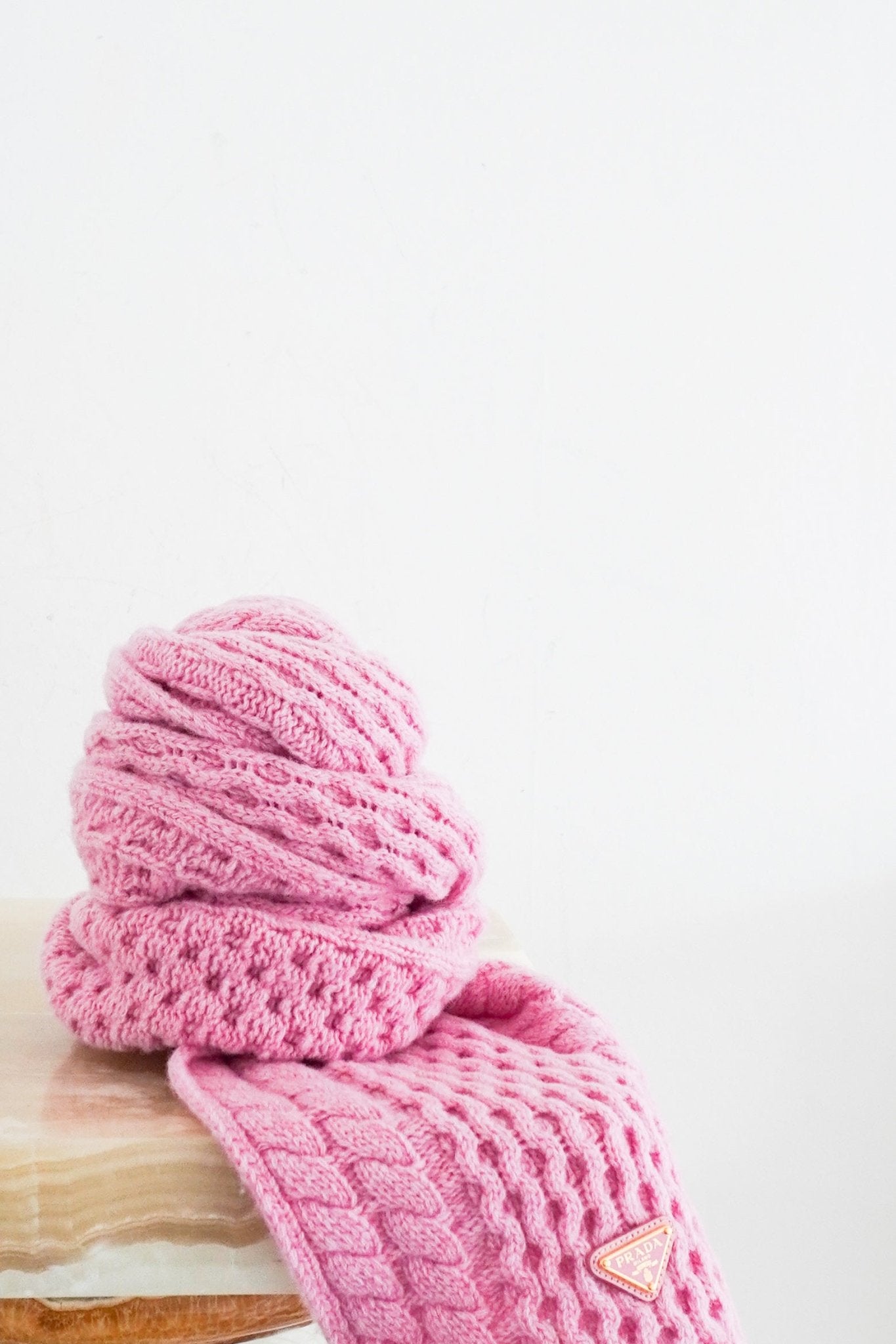 Prada Pink Knitted Scarf RRP £450 | Authentic Preloved FINAL SALE - Reloved Again