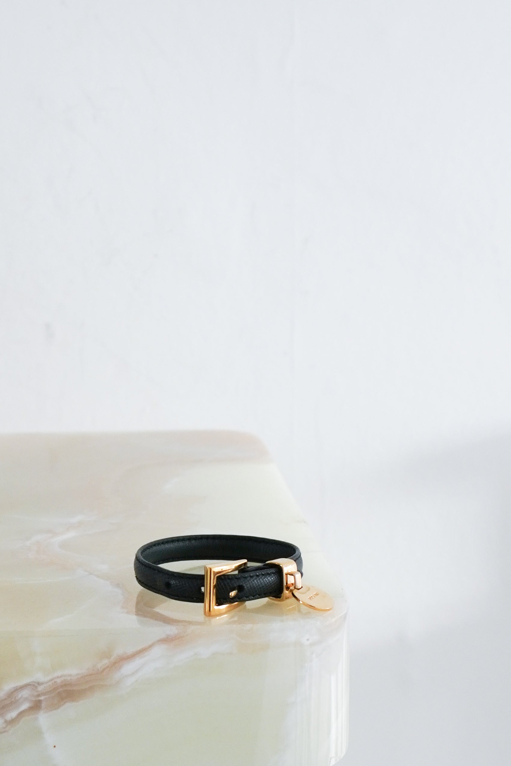 Prada-Teal-Leather-Bracelet-front-picture-Chelsea-London