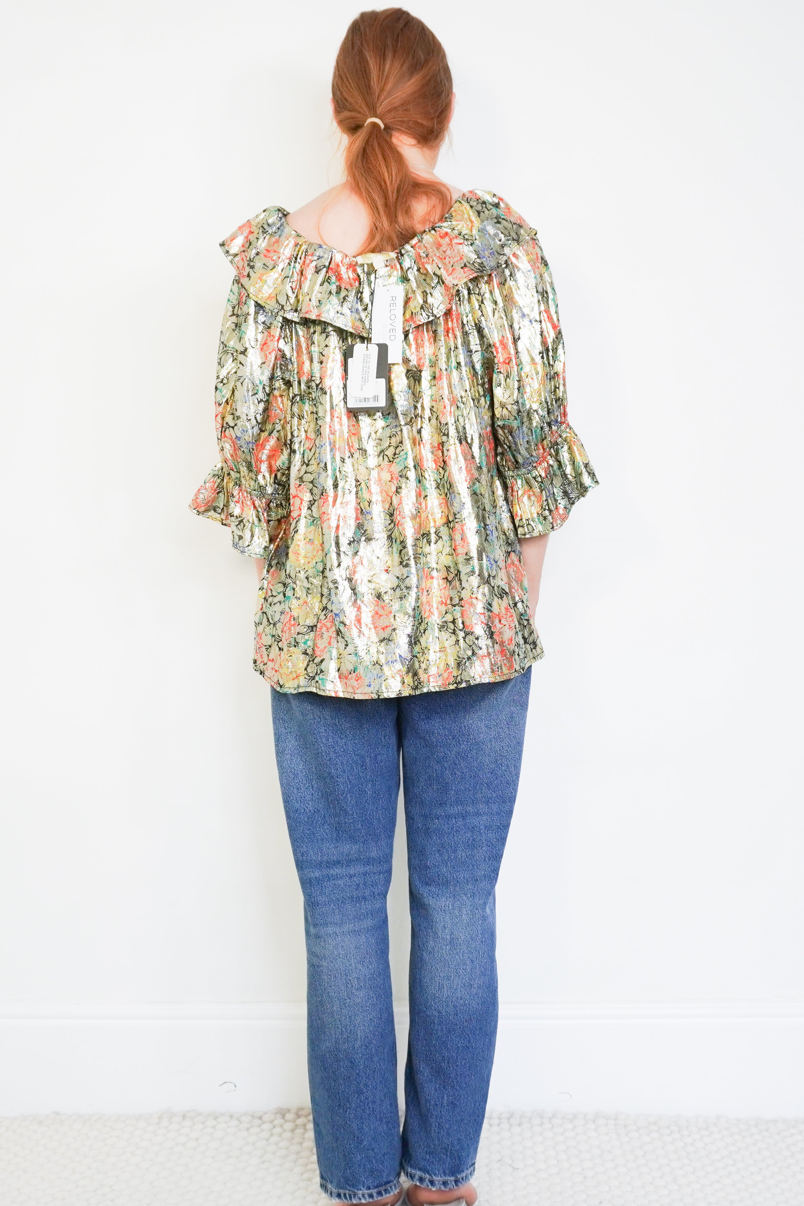 Queens of Archive Zelda Foil Print Floral Blouse back photo chelsea london