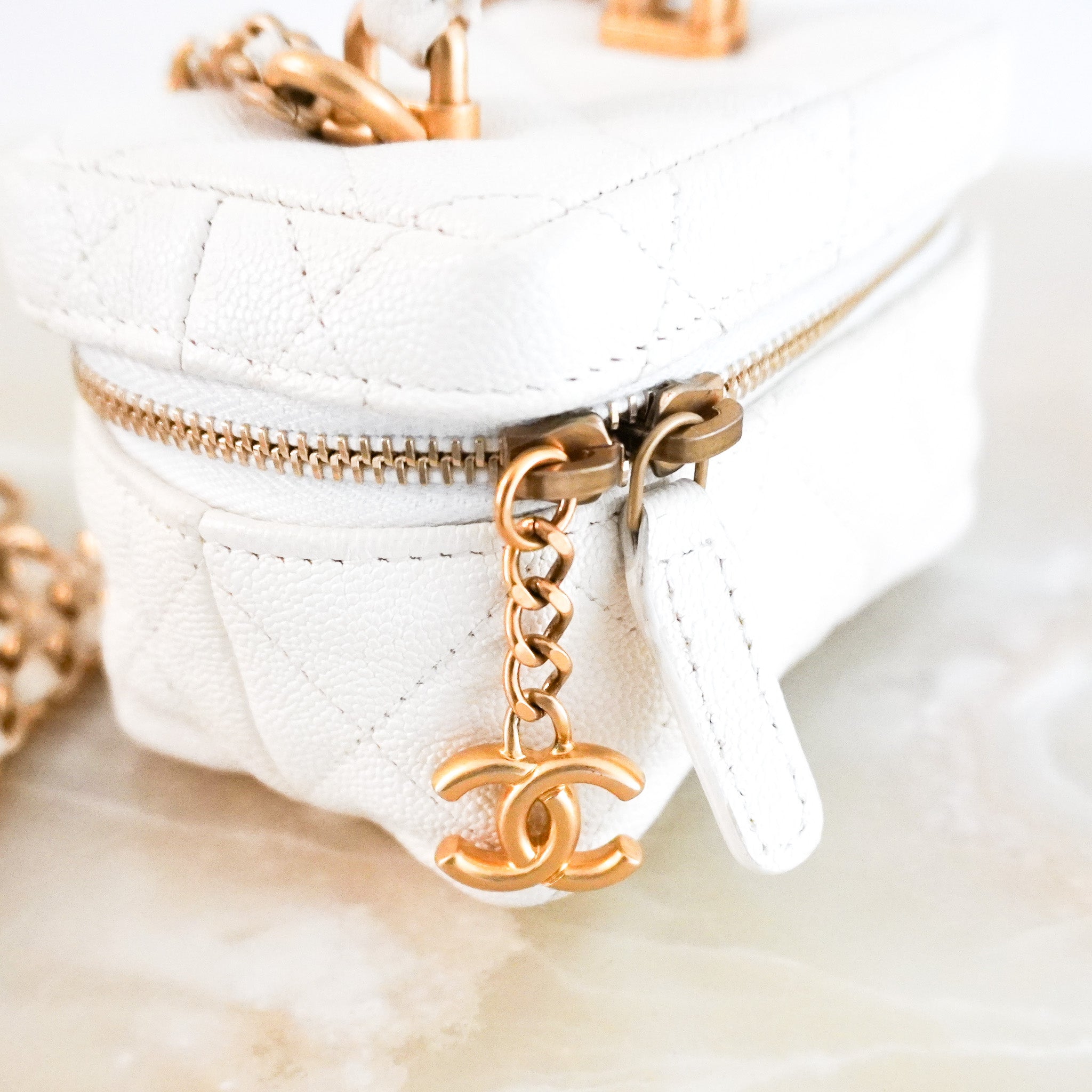 RARE Chanel Caviar Mini Vanity Bag in White RRP £2210 | Authentic Preloved - Reloved Again