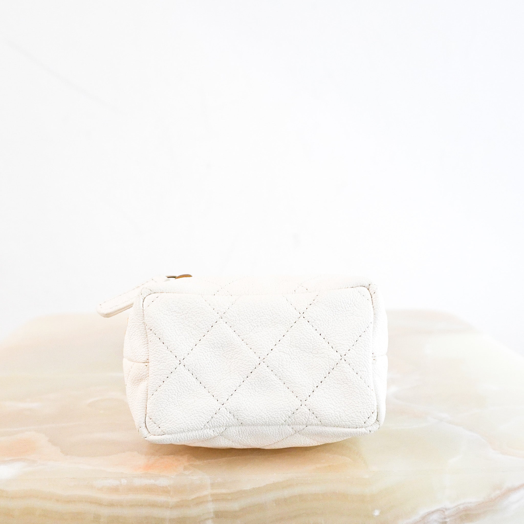RARE Chanel Caviar Mini Vanity Bag in White RRP £2210 | Authentic Preloved - Reloved Again
