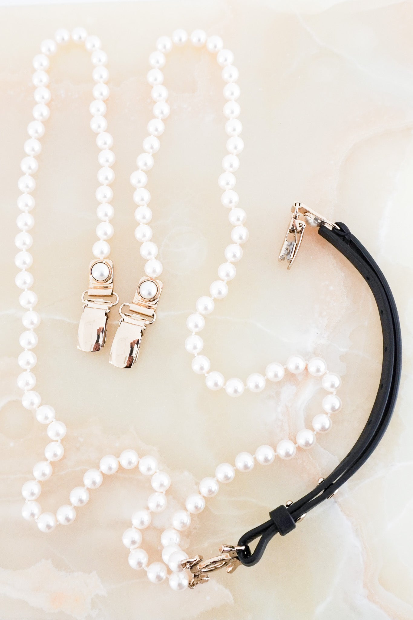 RARE Chanel Coco Mark Calfskin and Faux Pearl Suspenders | FINAL SALE Authentic Preloved - Reloved Again