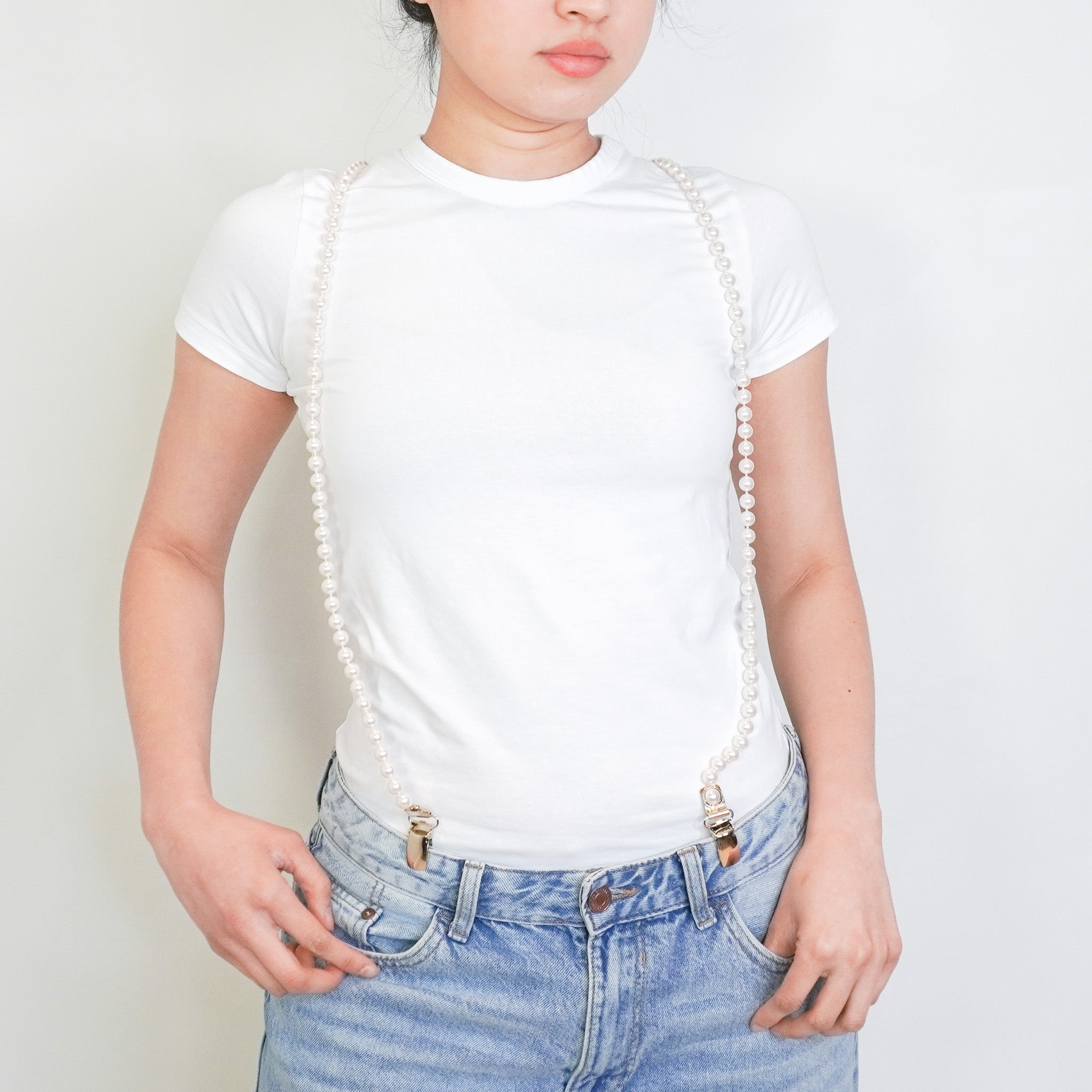 RARE Chanel Coco Mark Calfskin and Faux Pearl Suspenders | FINAL SALE Authentic Preloved - Reloved Again