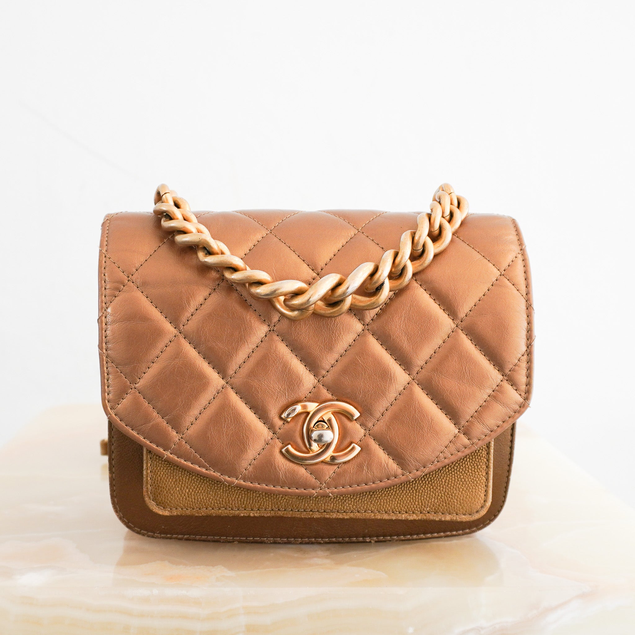 RARE Chanel Mini Metallic Calfskin and Caviar Chain Bag | Authentic Preloved - Reloved Again