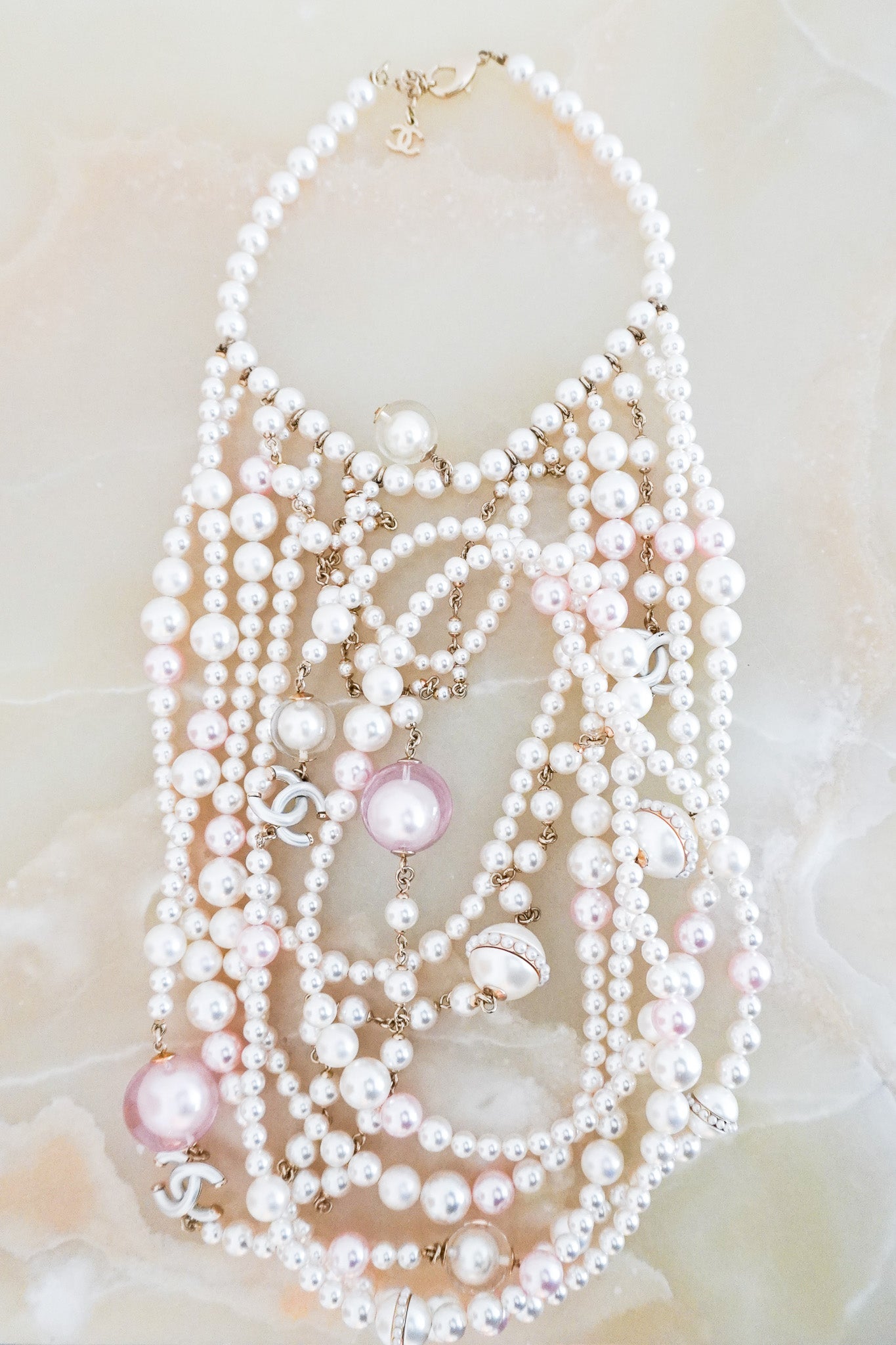 RARE-Chanel-Multi-Strand-Pearl-Costume-Jewelry-Long-Necklace-front-picture-chelsea-london