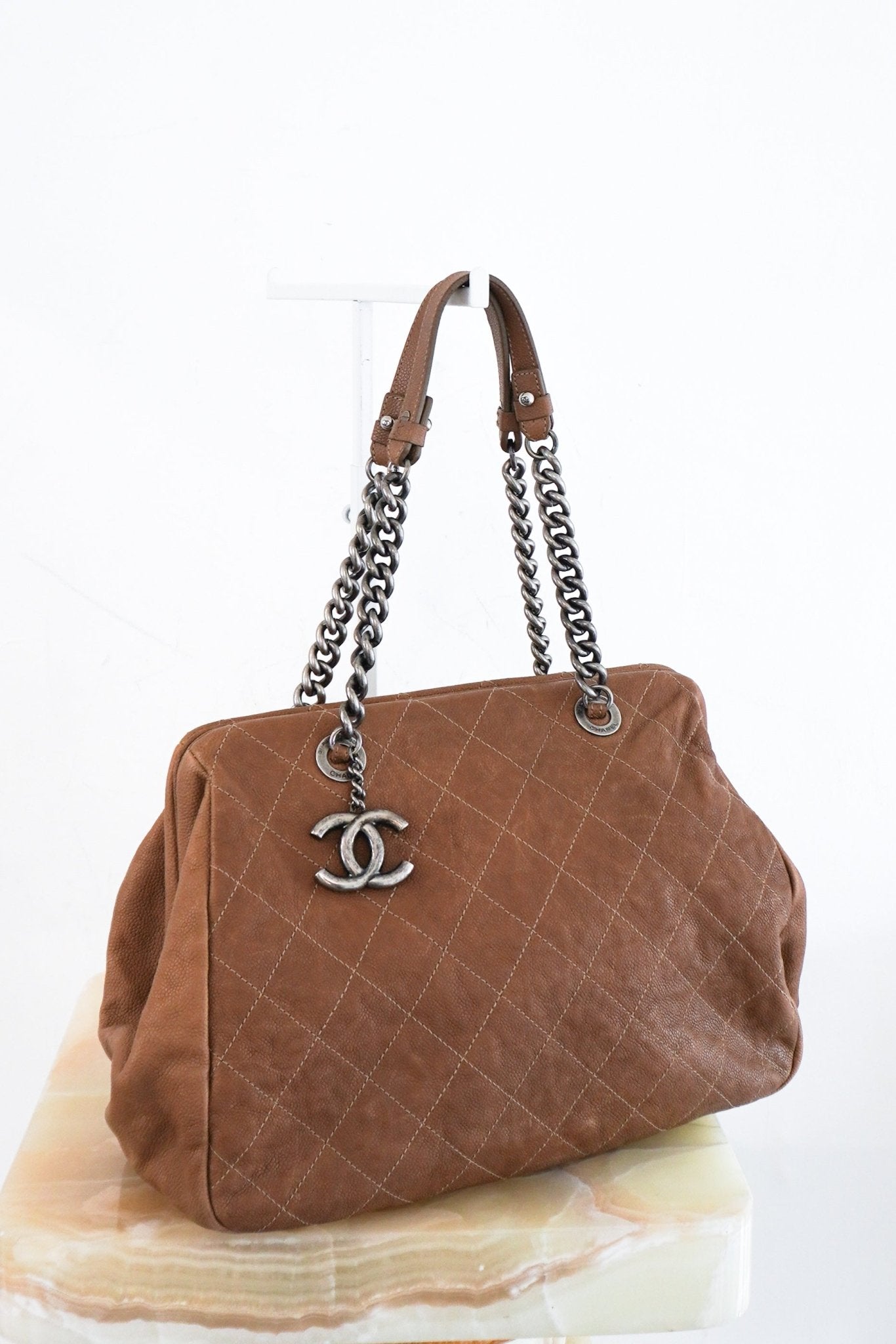 RARE Chanel Simply CC Bowling Bag in Brown | Authentic Preloved - Reloved Again