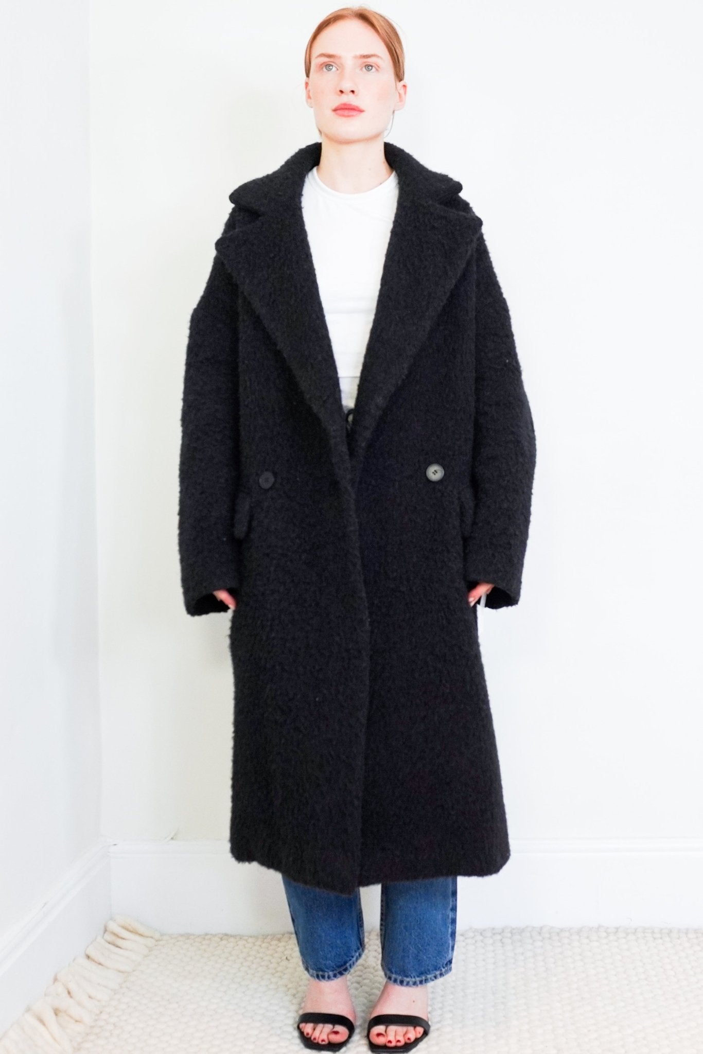 Raey Black Boucle Midi Coat RRP £550 | Authentic Preloved - Reloved Again