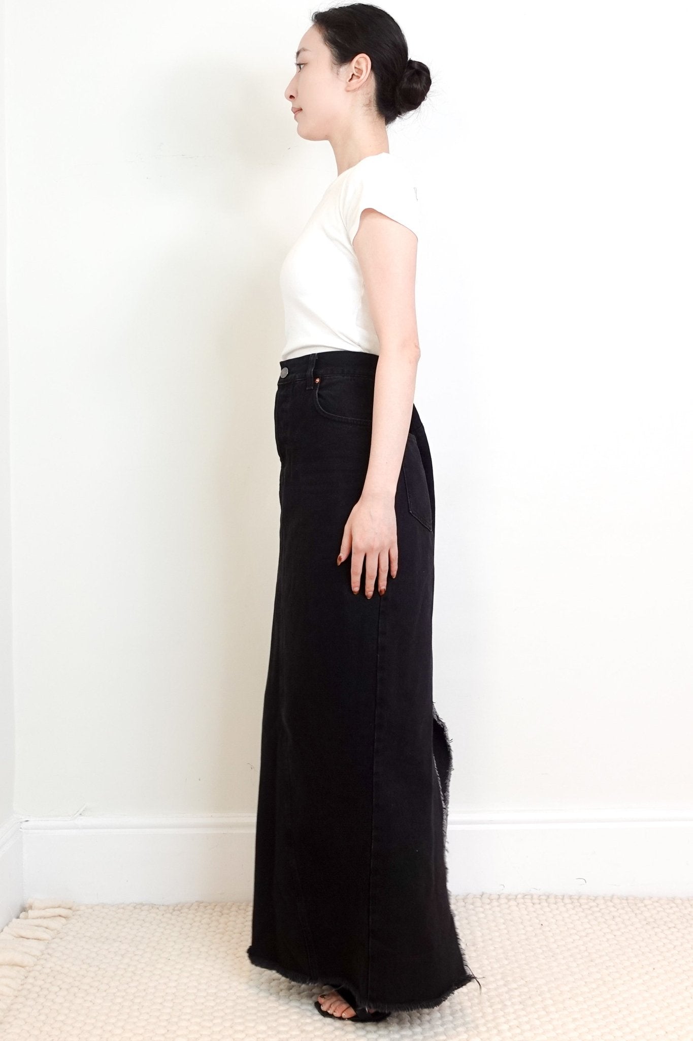 Raey Black Denim Fitted Midi Skirt RRP £150 | Authentic Preloved - Reloved Again