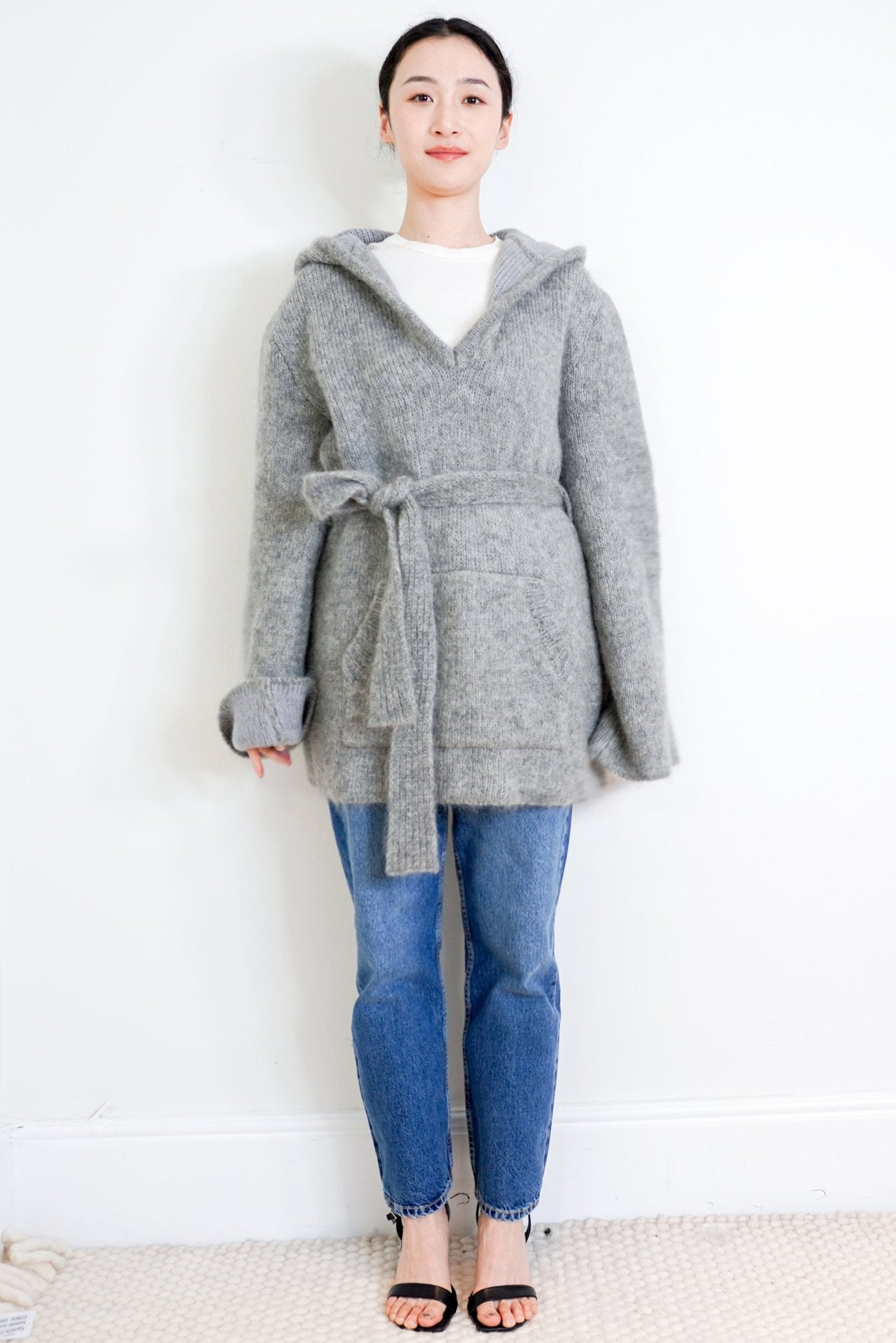 Raey Grey Wool Hooded Knit Jumper RRP £300 | Authentic Preloved - Reloved Again