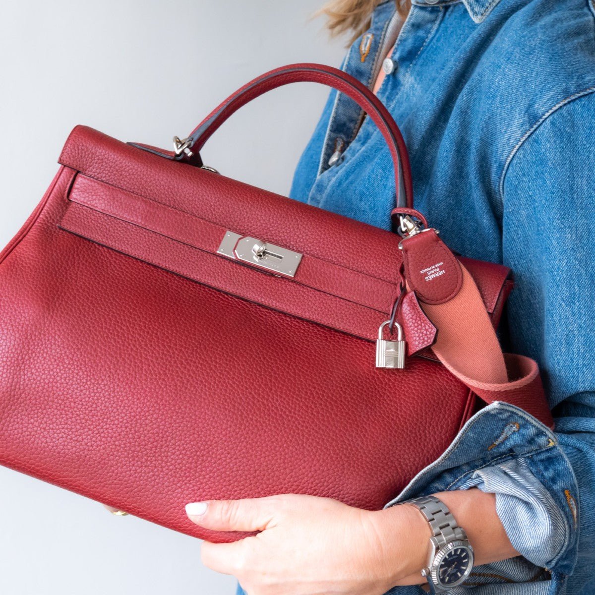 Hermès Kelly 40cm – Rouge Clémence Leather with Palladium Hardware | Authentic Preloved - Reloved Again