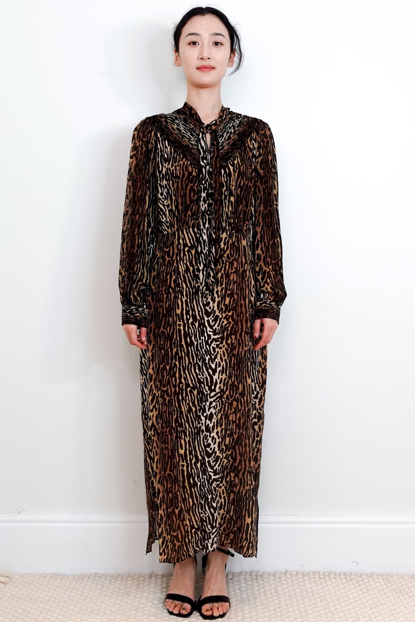 Rixo Brown Leopard Chiffon Dress RRP £265 | final sale Authentic Preloved - Reloved Again