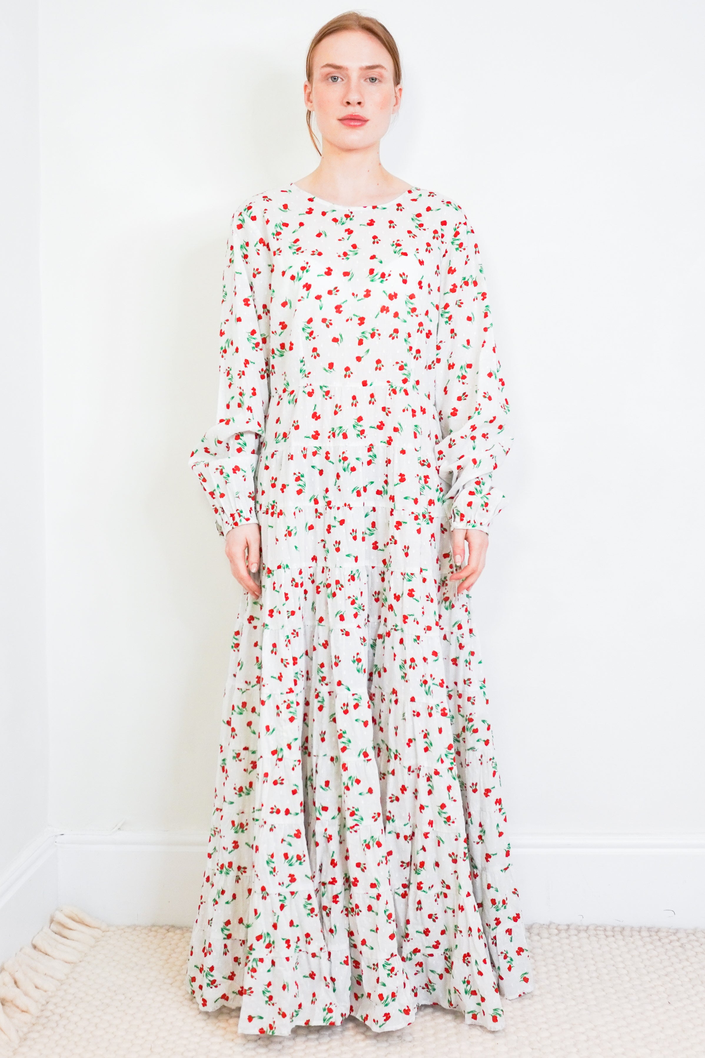 Rixo-White-and-Red-Floral-Maxi-Dress-front-picture-Chelsea-London