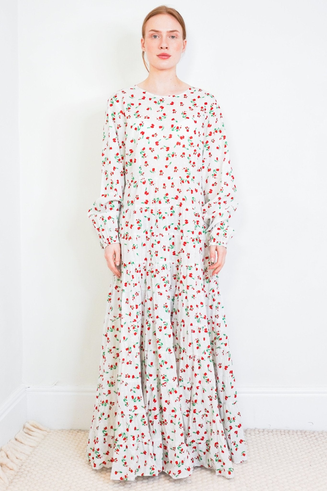 Rixo Pip White and Red Floral Maxi Dress RRP £250 | Authentic & Preloved - Reloved Again