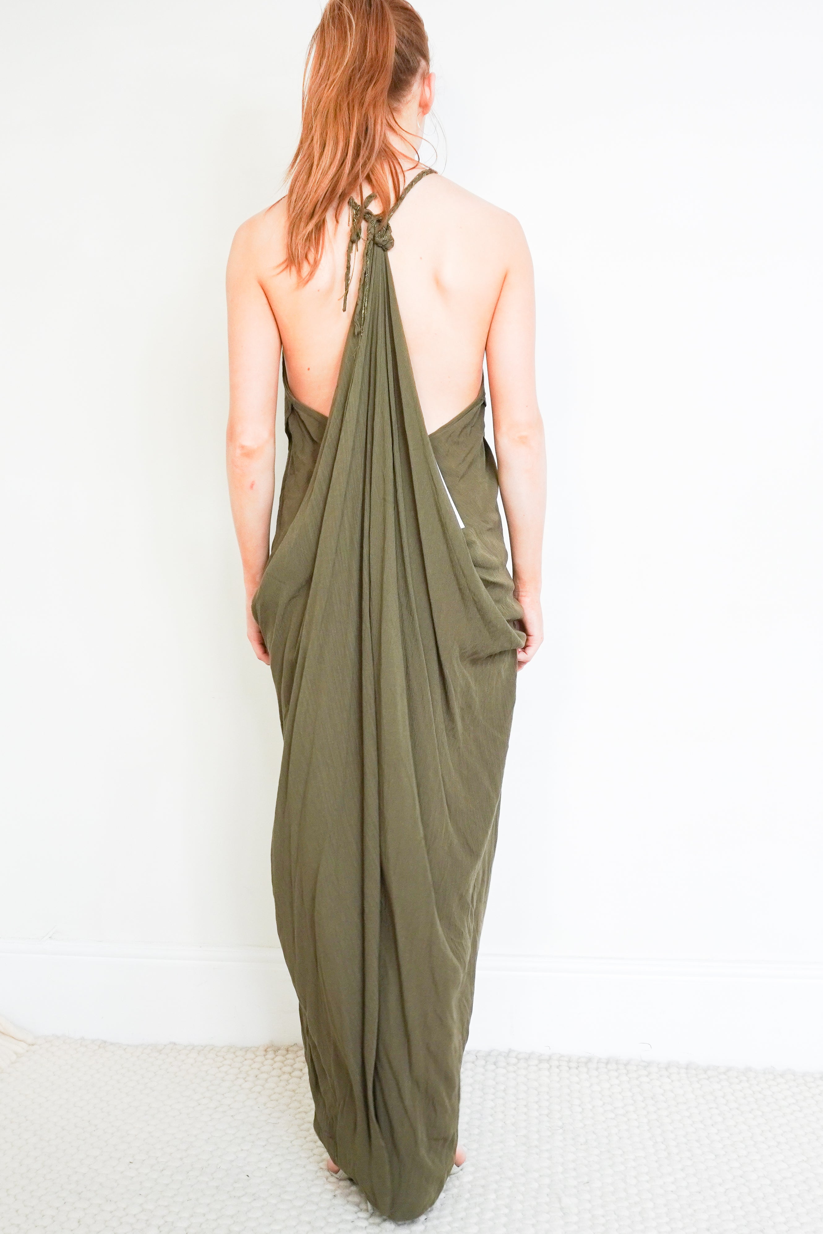 Rocking Gypsy Green Halterneck Maxi Dress back photo chelsea london