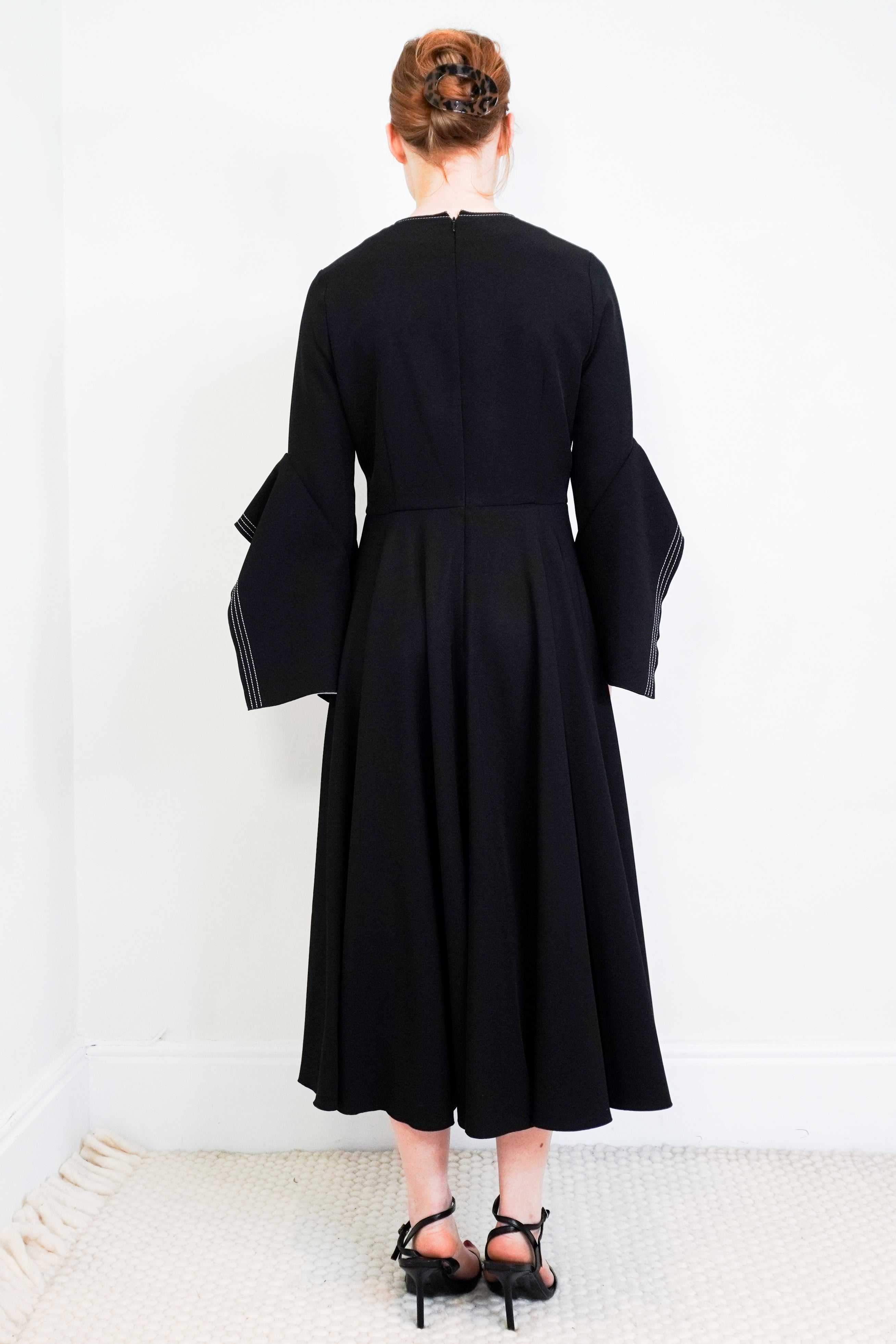 Roksanda-Black- Bell-Sleeve-Dress-Back-Picture
