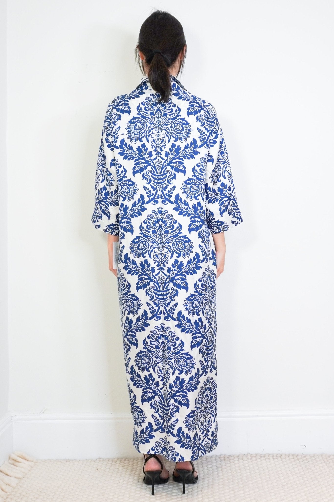 ‘S MaxMara Blue & White Silk Maxi Dress RRP £475 | Authentic & Preloved - Reloved Again