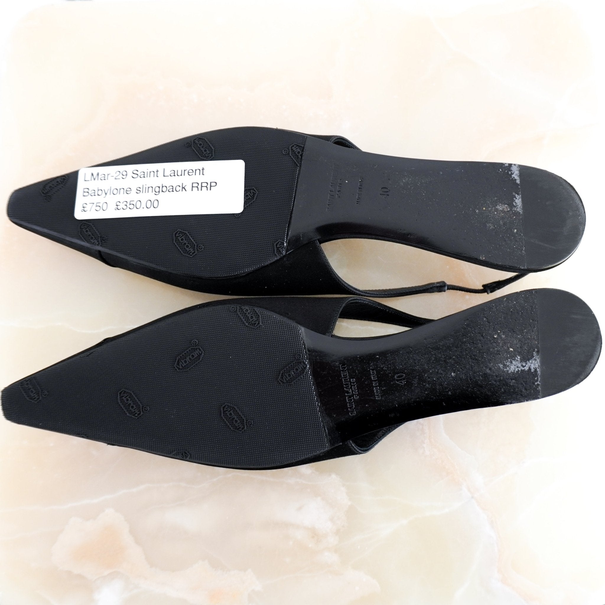 Saint Laurent Black Babylon Slingbacks RRP £750 | Authentic Preloved - Reloved Again