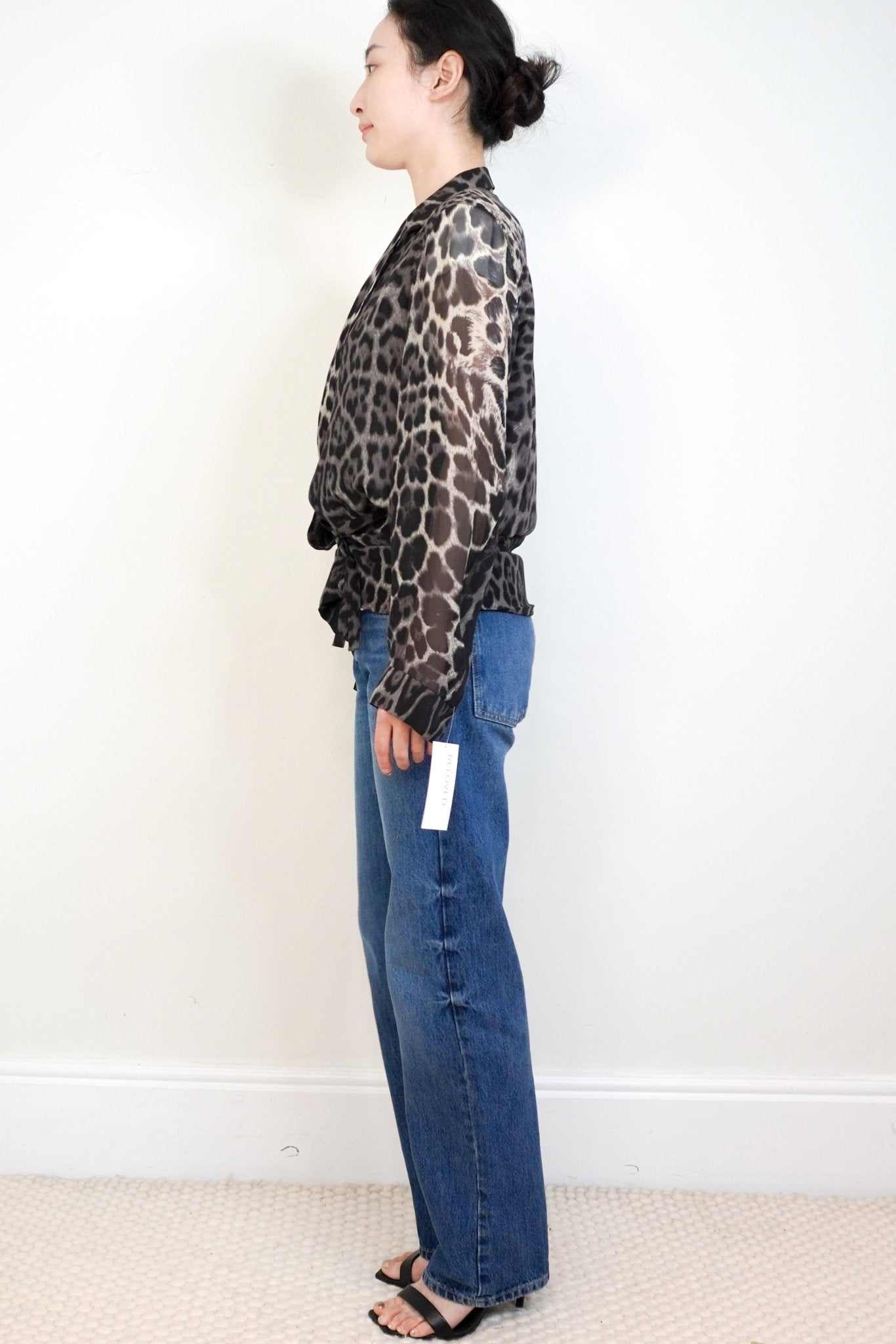 NEW Saint Laurent Grey Leopard Print Blouse RRP £450 | Authentic Preloved - Reloved Again