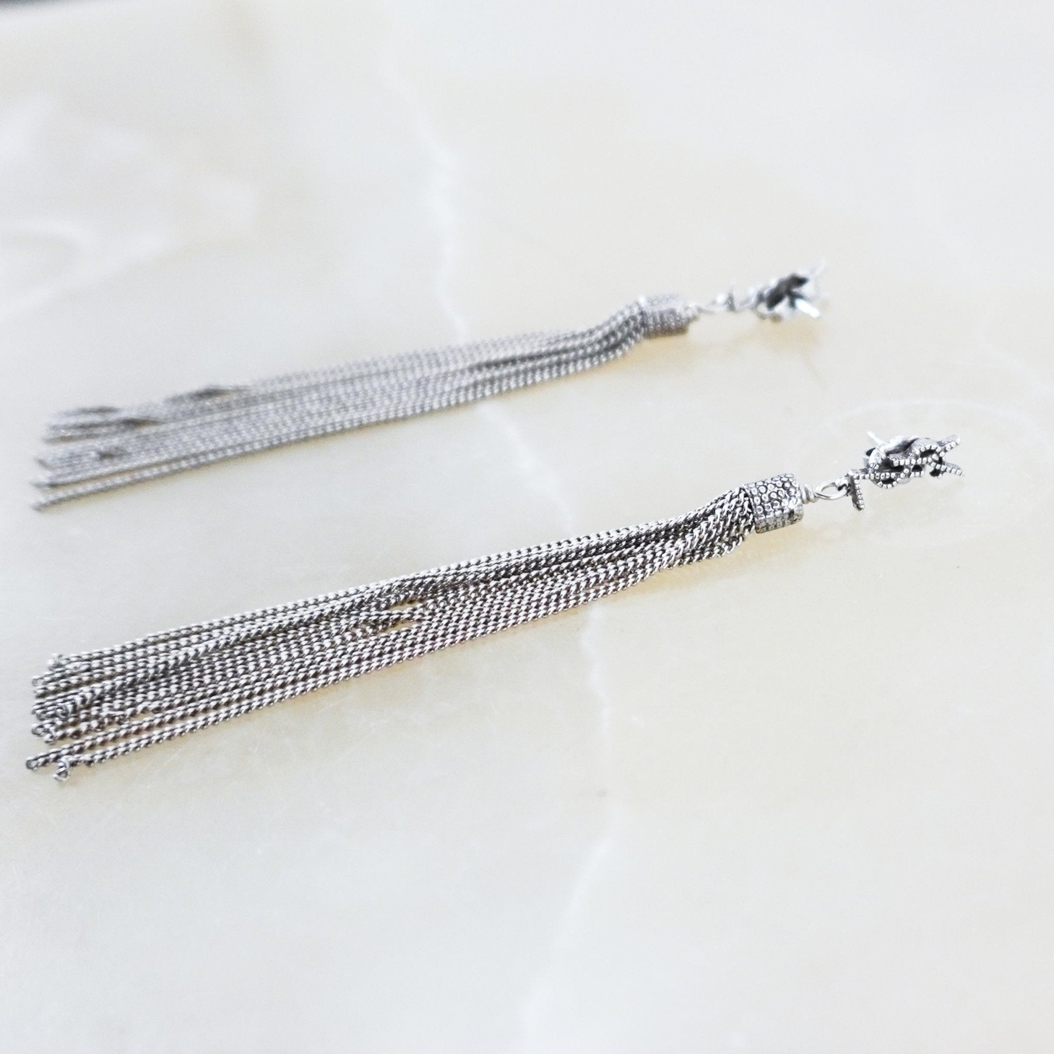 Saint Laurent Silver Loulou Chain Earrings RRP £372 | Authentic Preloved FINAL SALE - Reloved Again