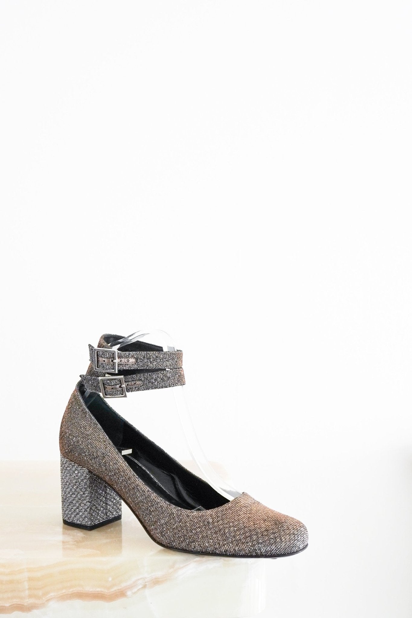 Saint Laurent Silver & Gold Babies Glitter Heels RRP £899 | Authentic Preloved - Reloved Again