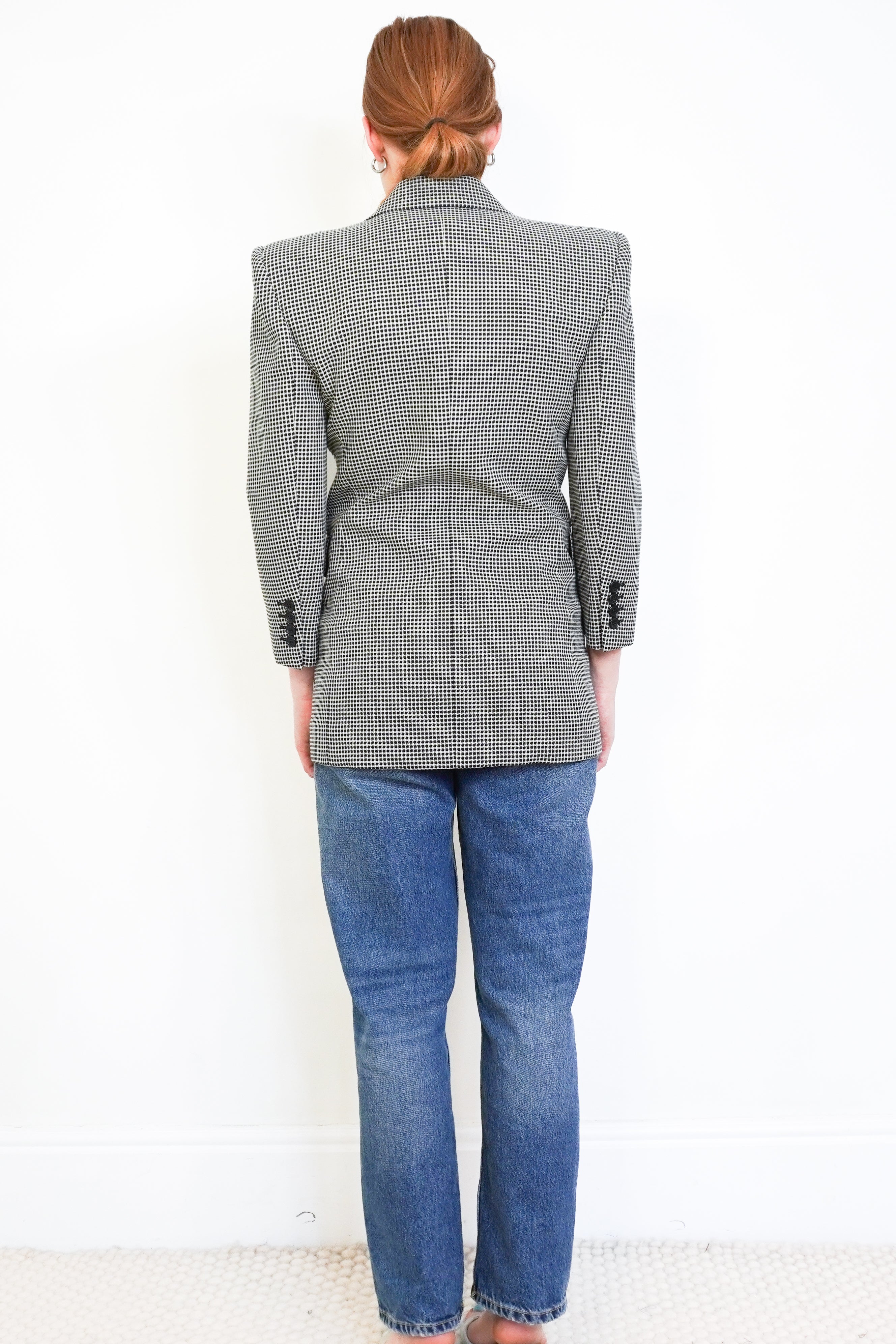 Saint Laurent Houndstooth Wool Blazer back photo chelsea london