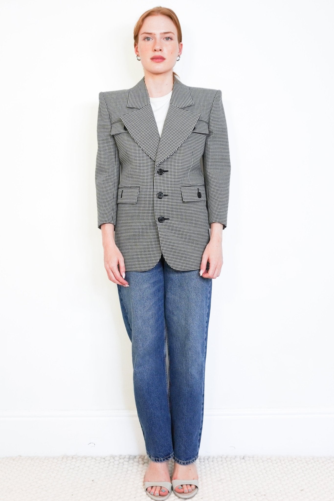 Saint Laurent Houndstooth Wool Blazer (RRP £2900) | Authentic Preloved - Reloved Again
