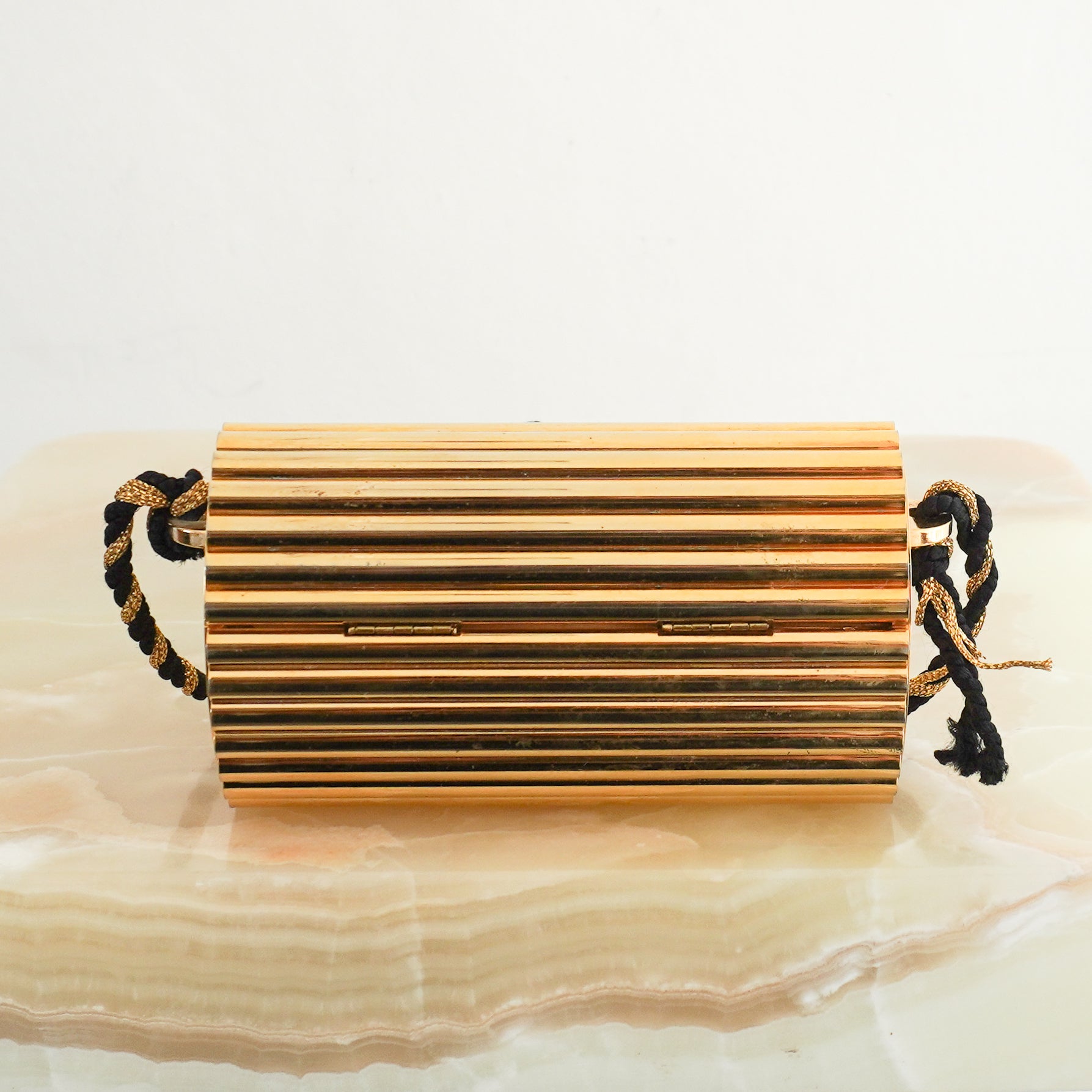 Saint Laurent Vintage Opium Gold Metal Minaudière Crossbody Bag back