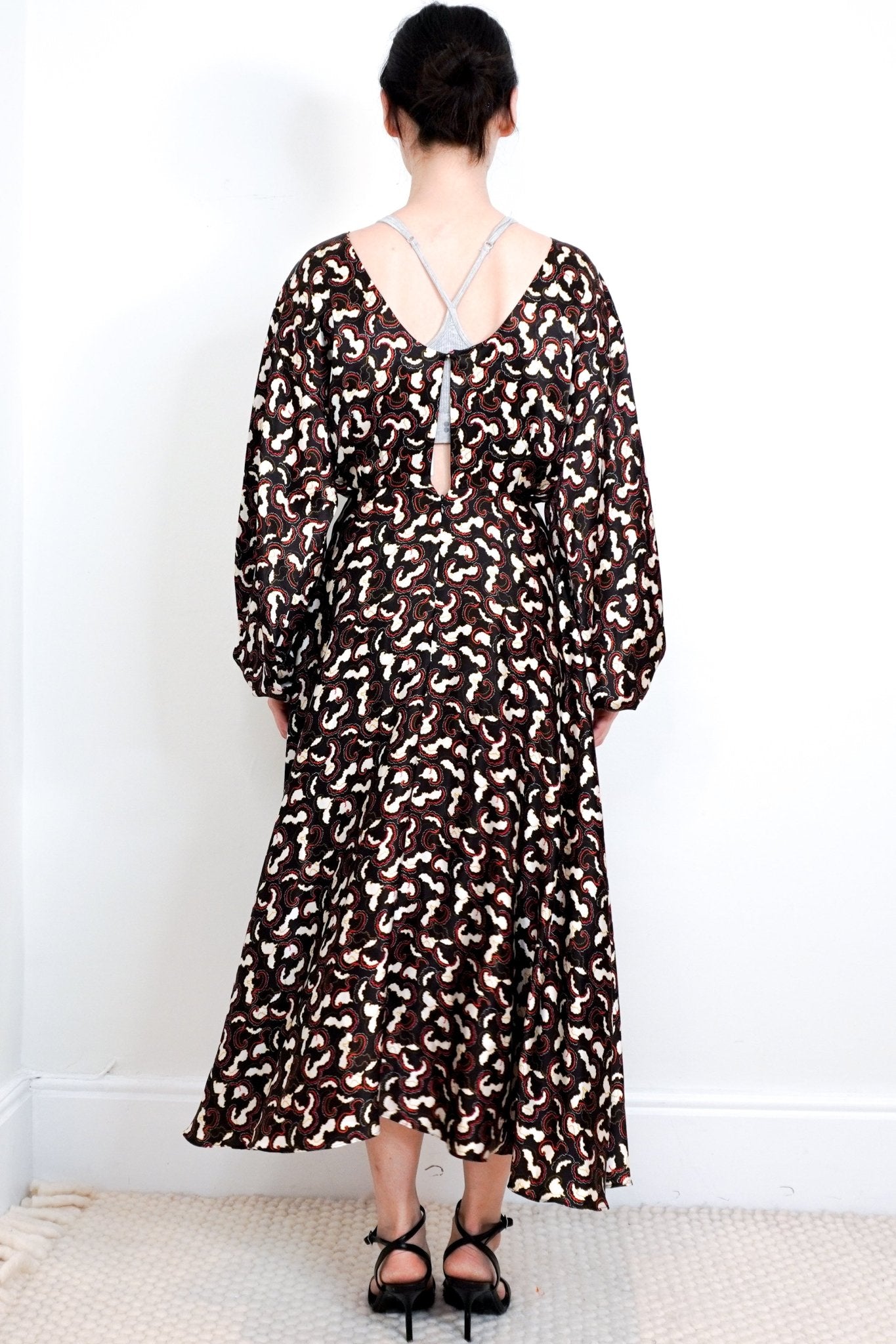 Saloni Black & Red Silk Midi Dress RRP £725 | Authentic Preloved - Reloved Again