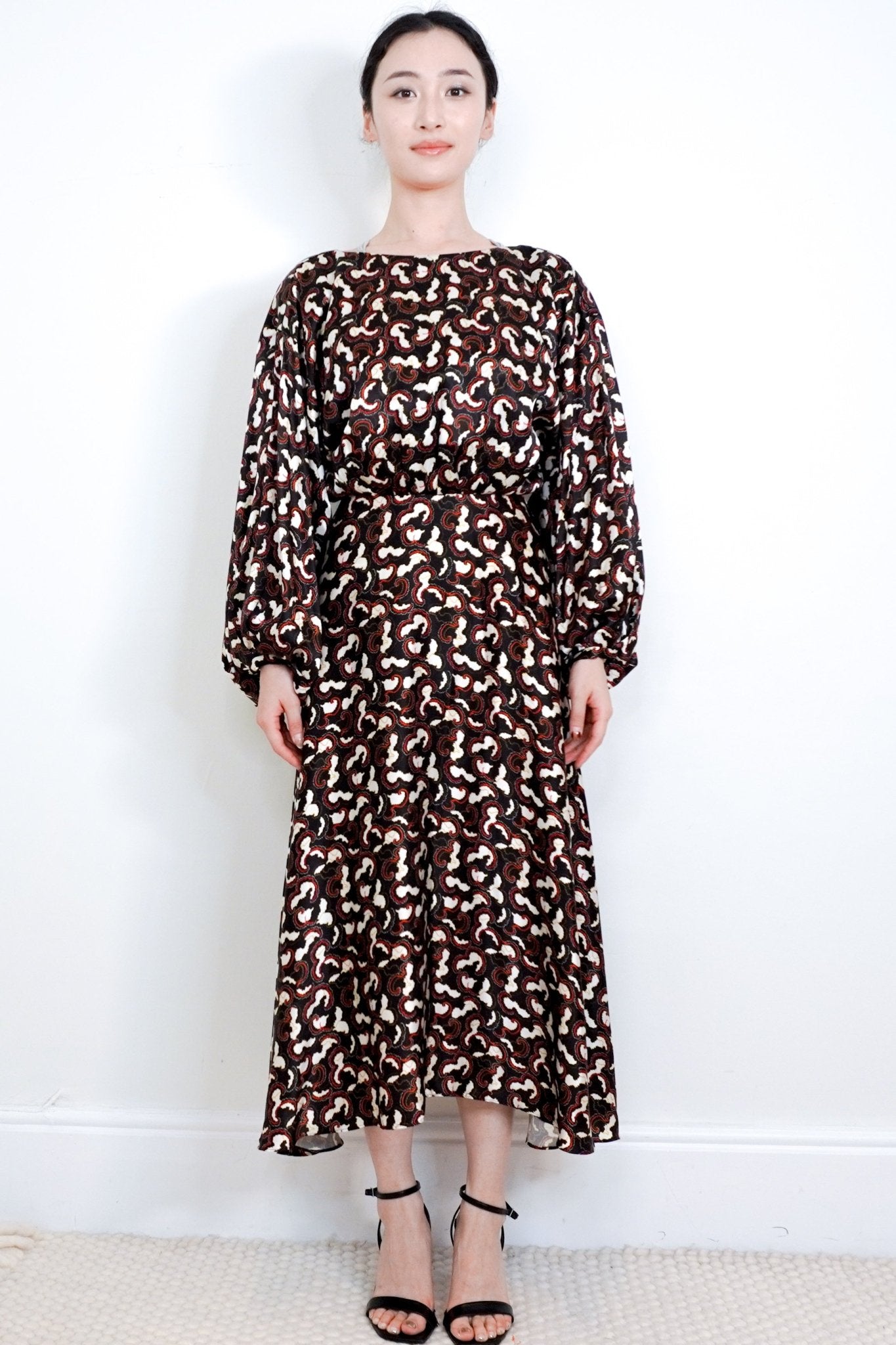 Saloni Black & Red Silk Midi Dress RRP £725 | Authentic Preloved - Reloved Again