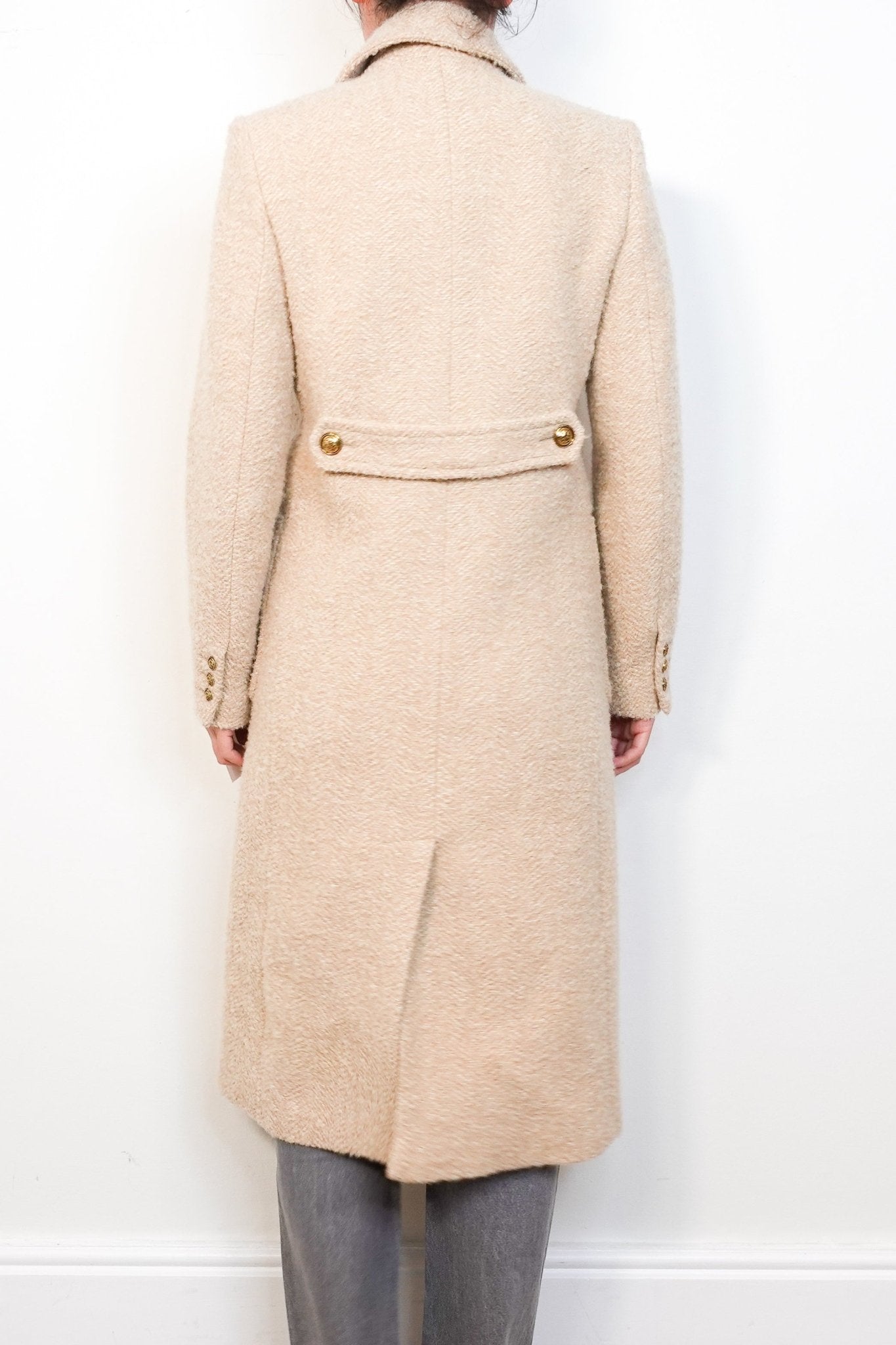 Sandro Beige Boucle Military Wool Coat RRP £700 | Authentic Preloved - Reloved Again