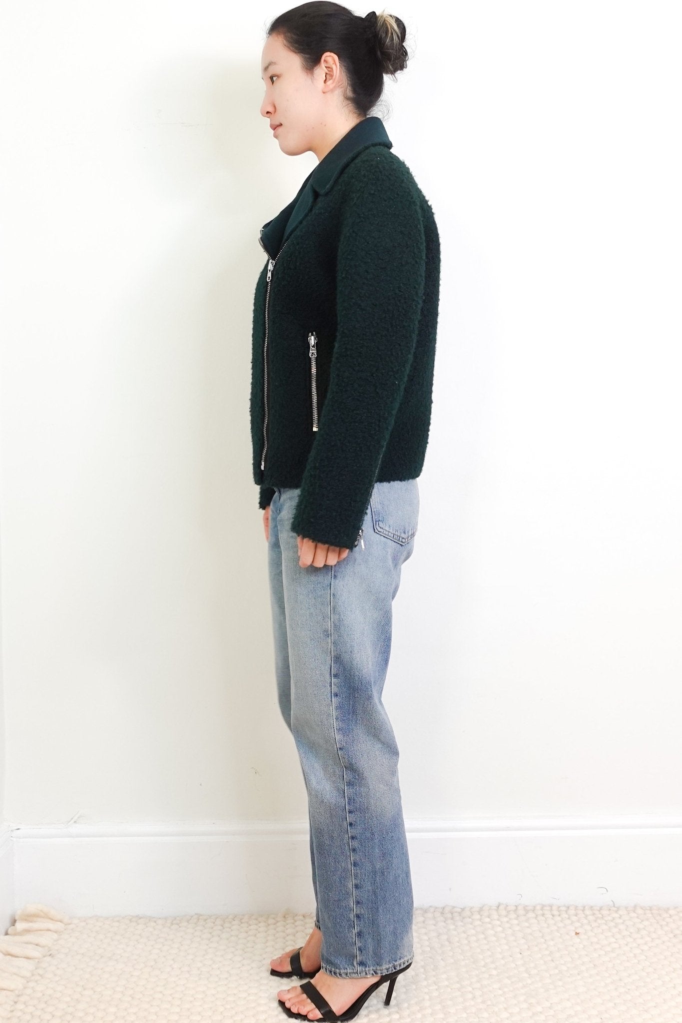 Sandro Green Boucle Biker Jacket RRP £400 | Authentic Preloved - Reloved Again