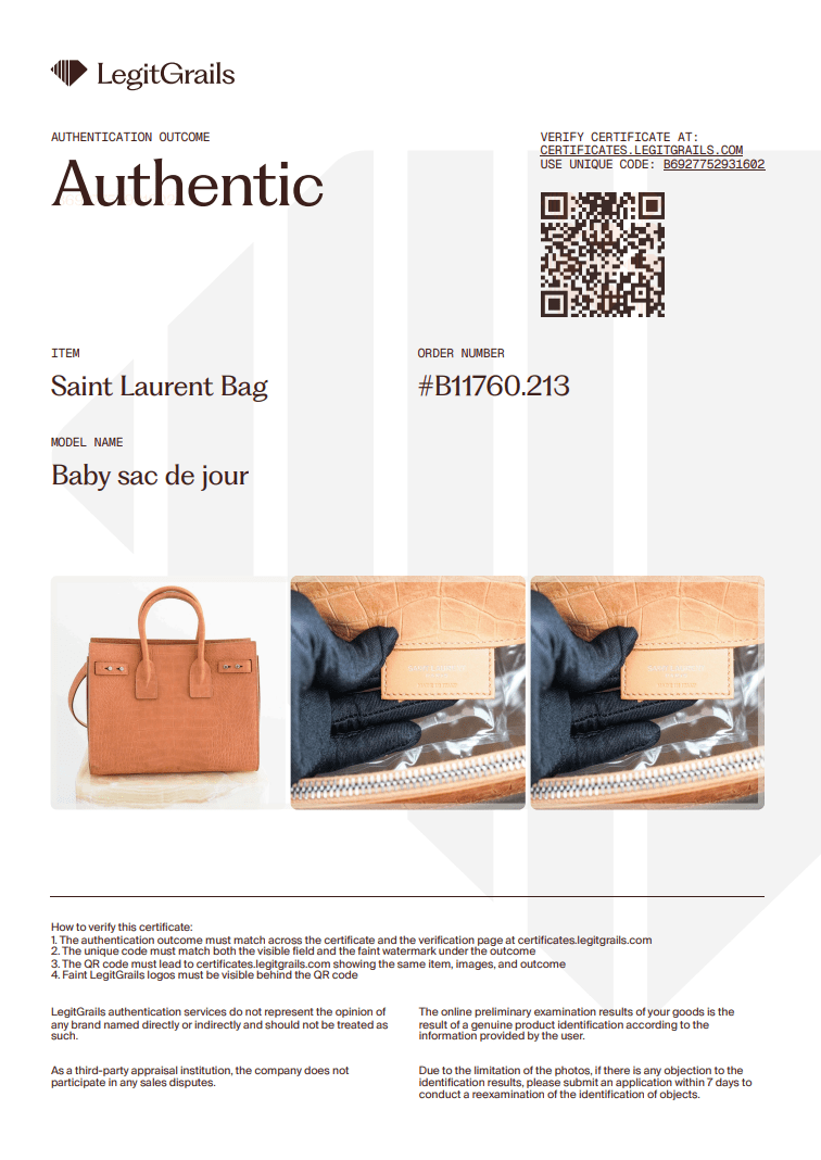 Saint Laurent Sac De Jour Small Crocodile Embossed in Brown RRP £2615 | Authentic Preloved - Reloved Again