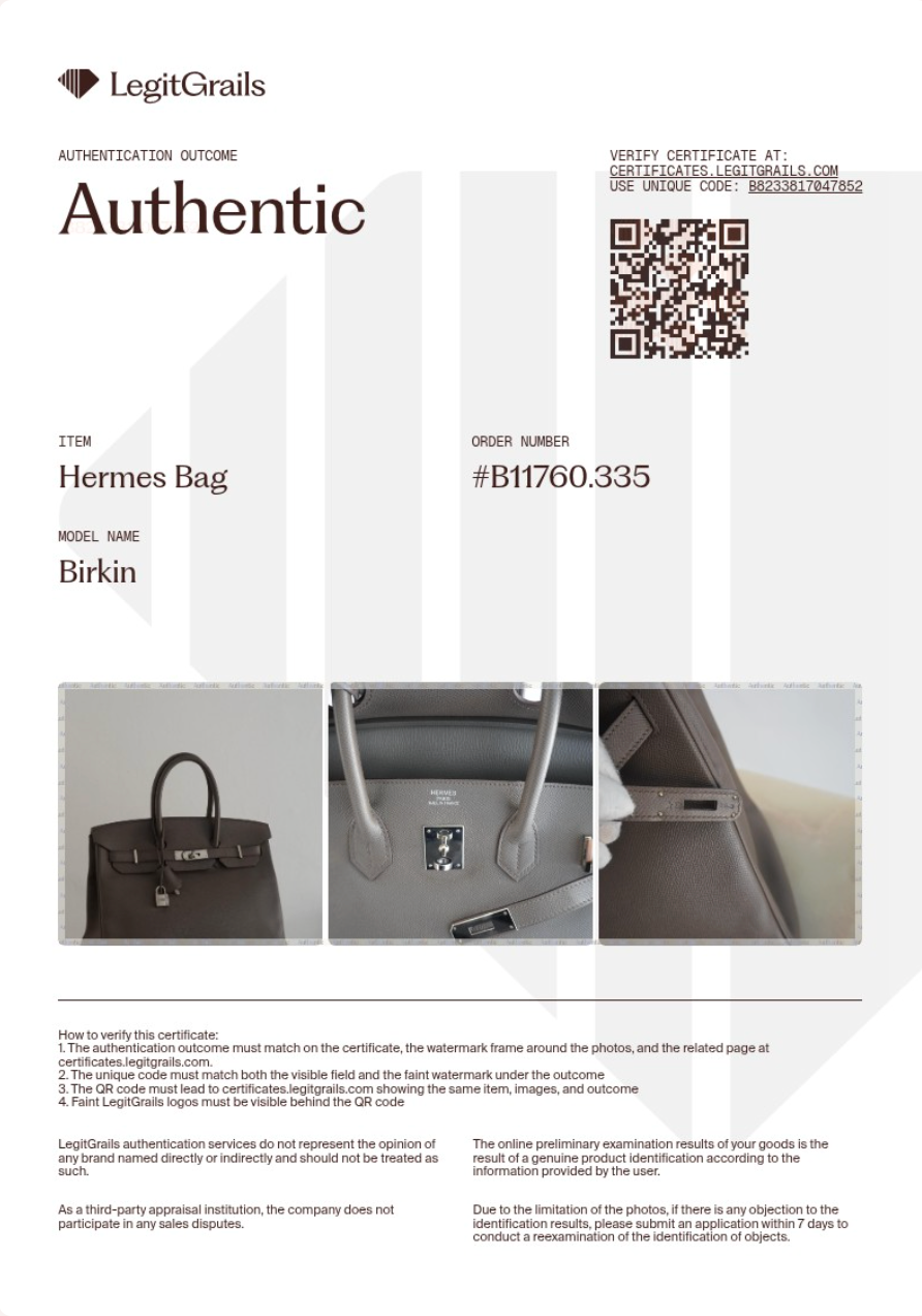Hermès Birkin 35 Retourne in Etoupe Epsom Leather Palladium Hardware | Authentic Preloved