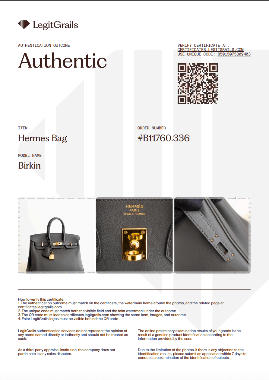 Hermès Birkin 25 Retourne Etain Swift Leather Gold-Tone Hardware | Authentic Preloved - Reloved Again