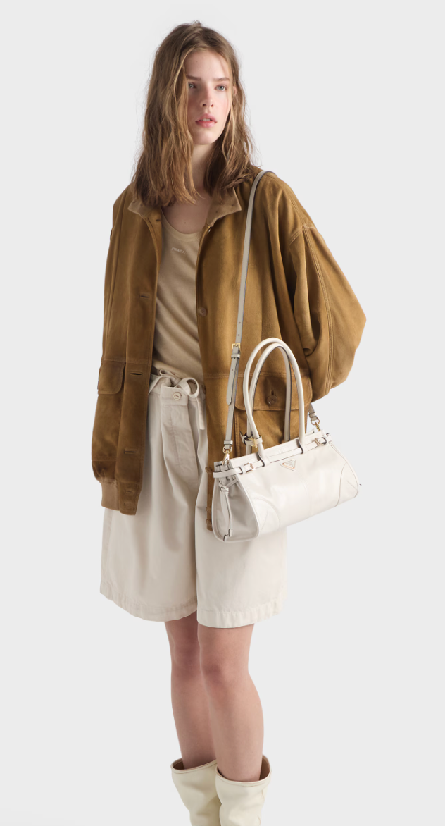 Prada Bonnie Medium Leather Handbag in White (RRP £1980) | Authentic Preloved