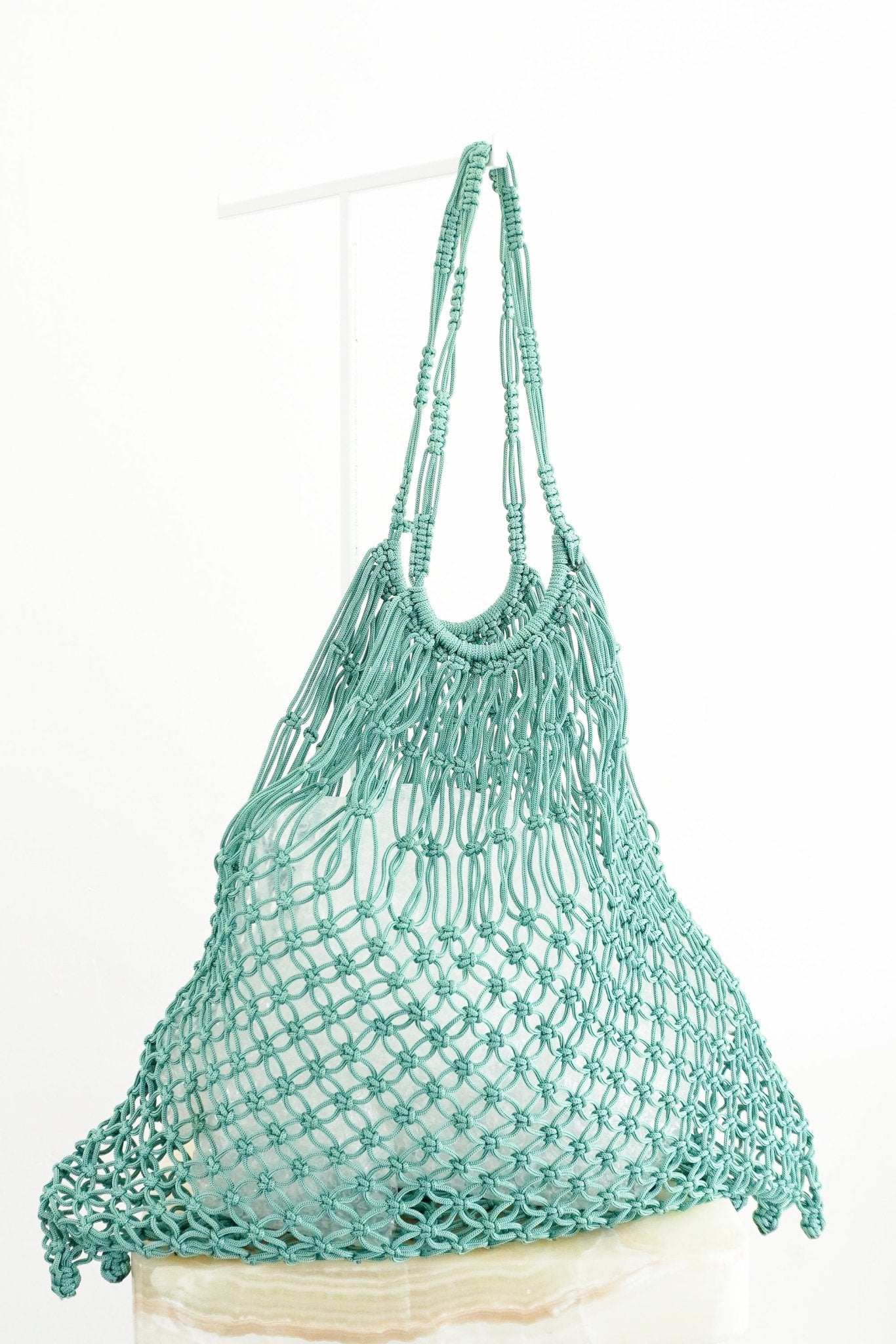 Sea Green Macramé Net Beach Tote Bag | Authentic Preloved FINAL SALE - Reloved Again