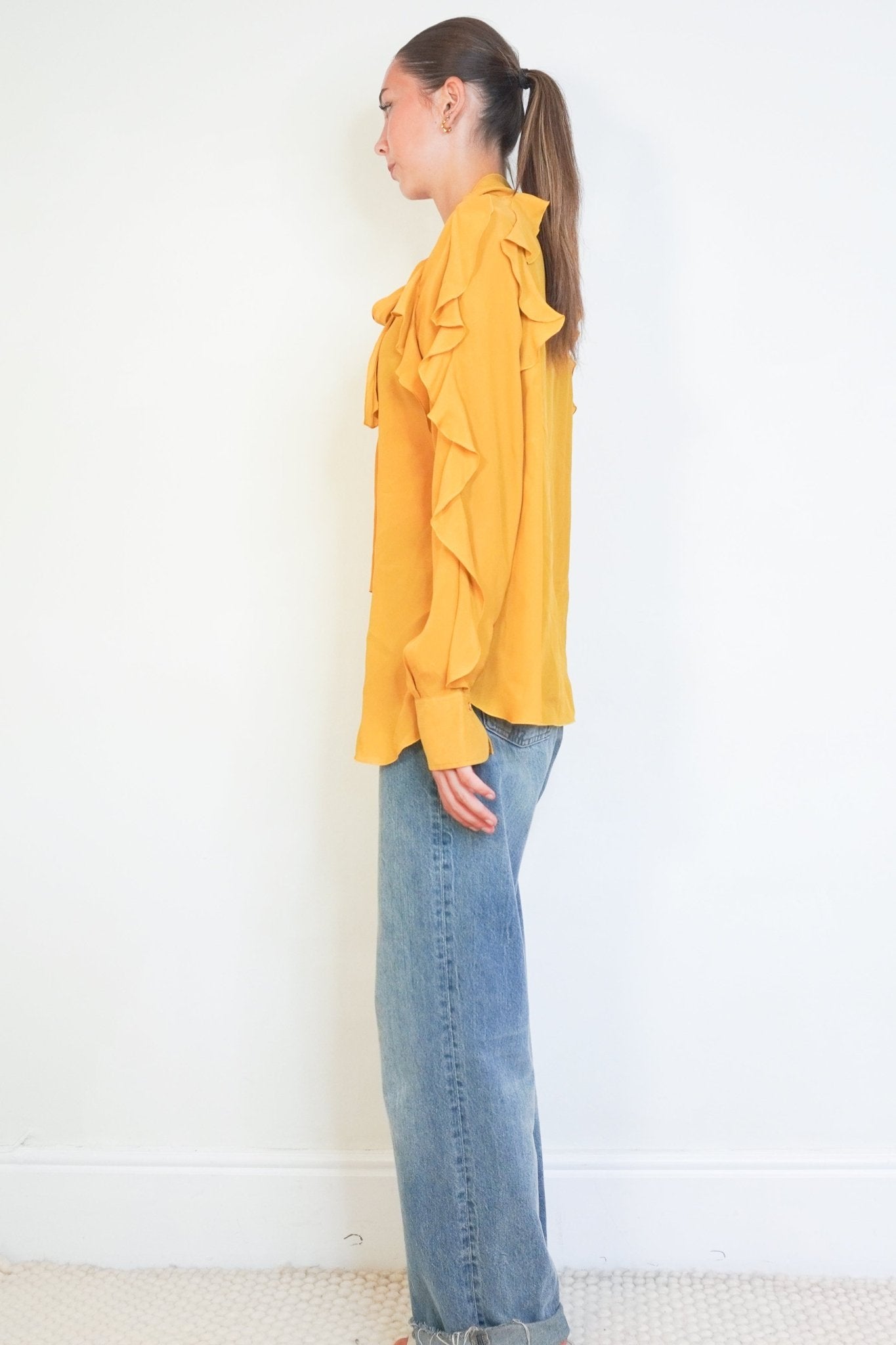 See by Chloé Yellow Harvest Gold Silk-Blend Blouse (RRP £150) | Authentic Preloved FINAL SALE - Reloved Again