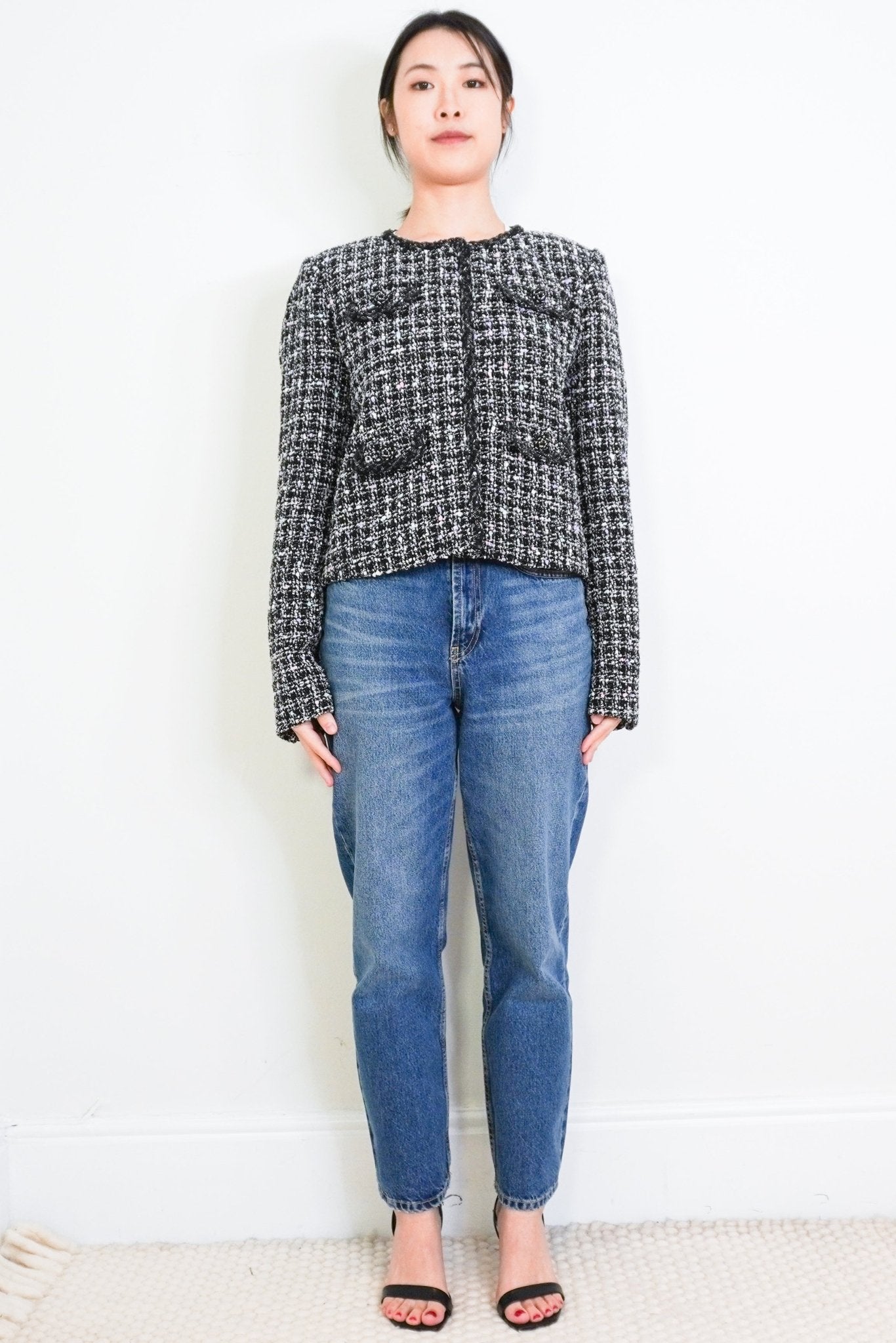 Self Portrait Black Metallic Thread Boucle Jacket RRP £225 | Authentic Preloved - Reloved Again