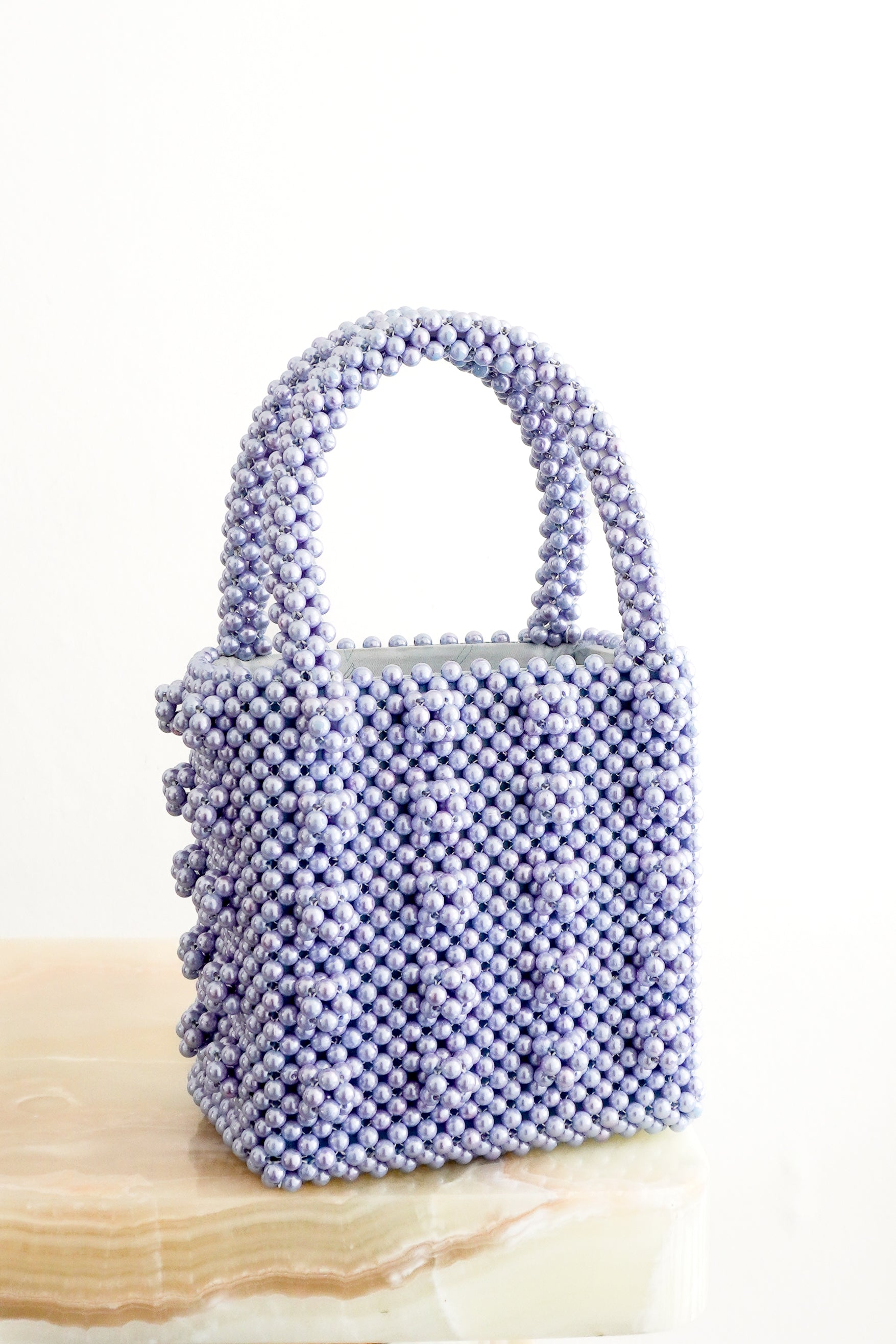 Shrimps Antonia Purple Faux-Pearl Tote Bag front photo chelsea