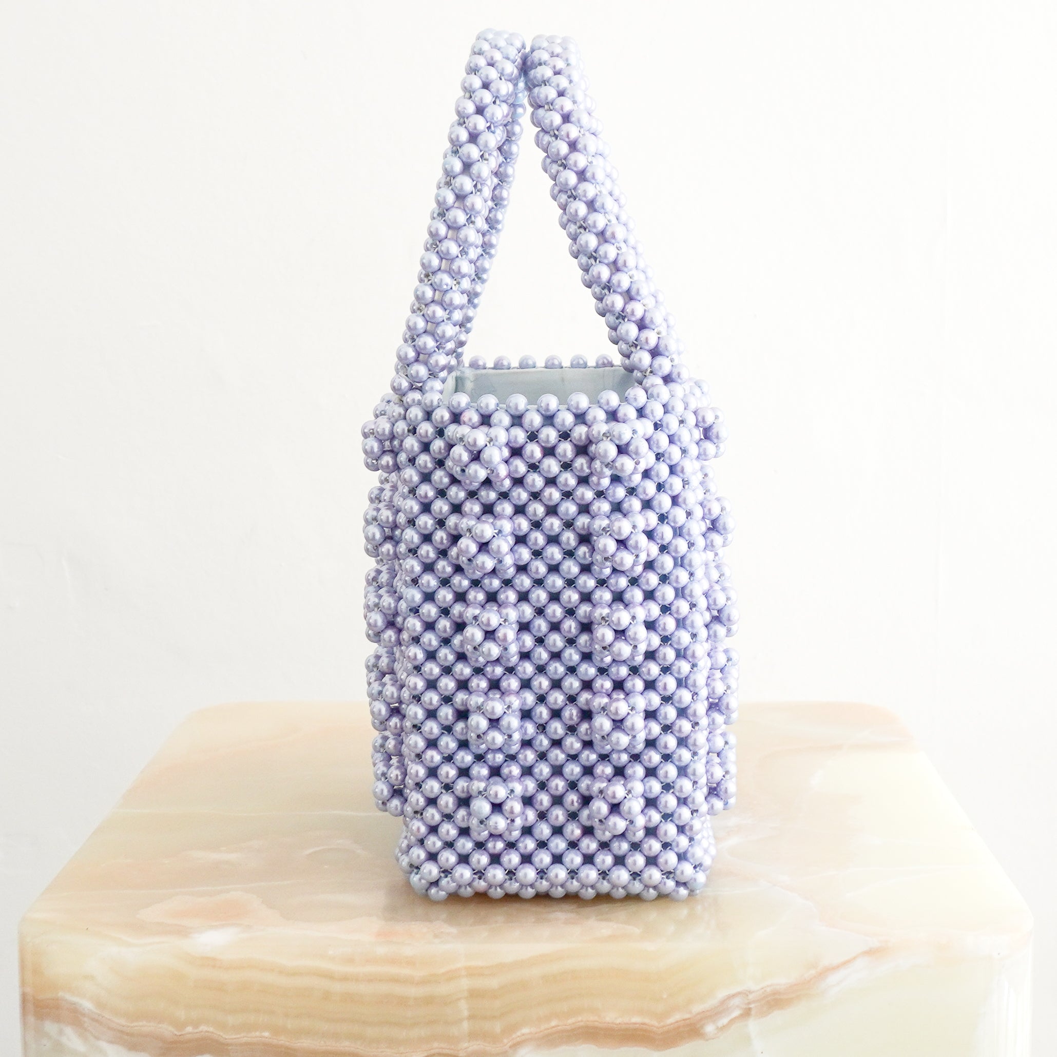 Shrimps Antonia Purple Faux-Pearl Tote Bag side photo chelsea