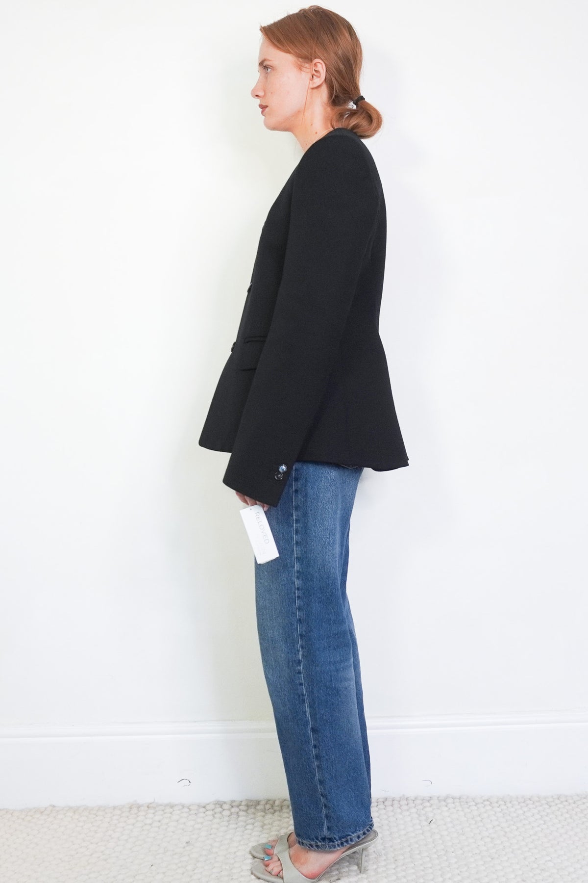 Side Bottega Veneta Black Wool Black Scoop Suit Jacket