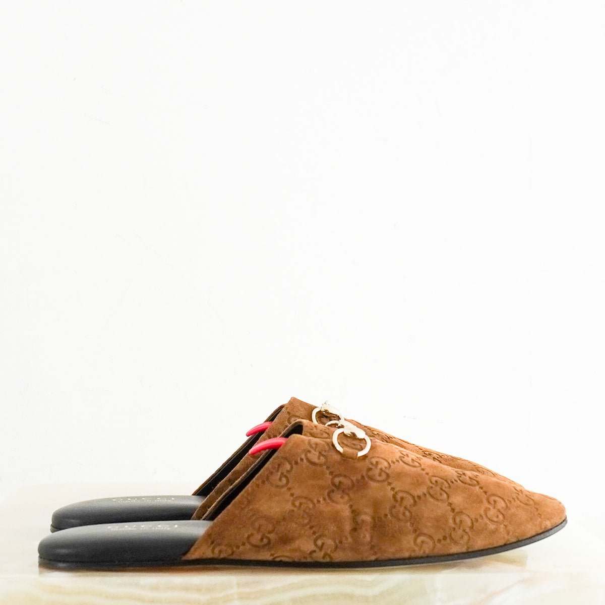 Side: Gucci Jordan Soft Loafer in Dark Brown Suede