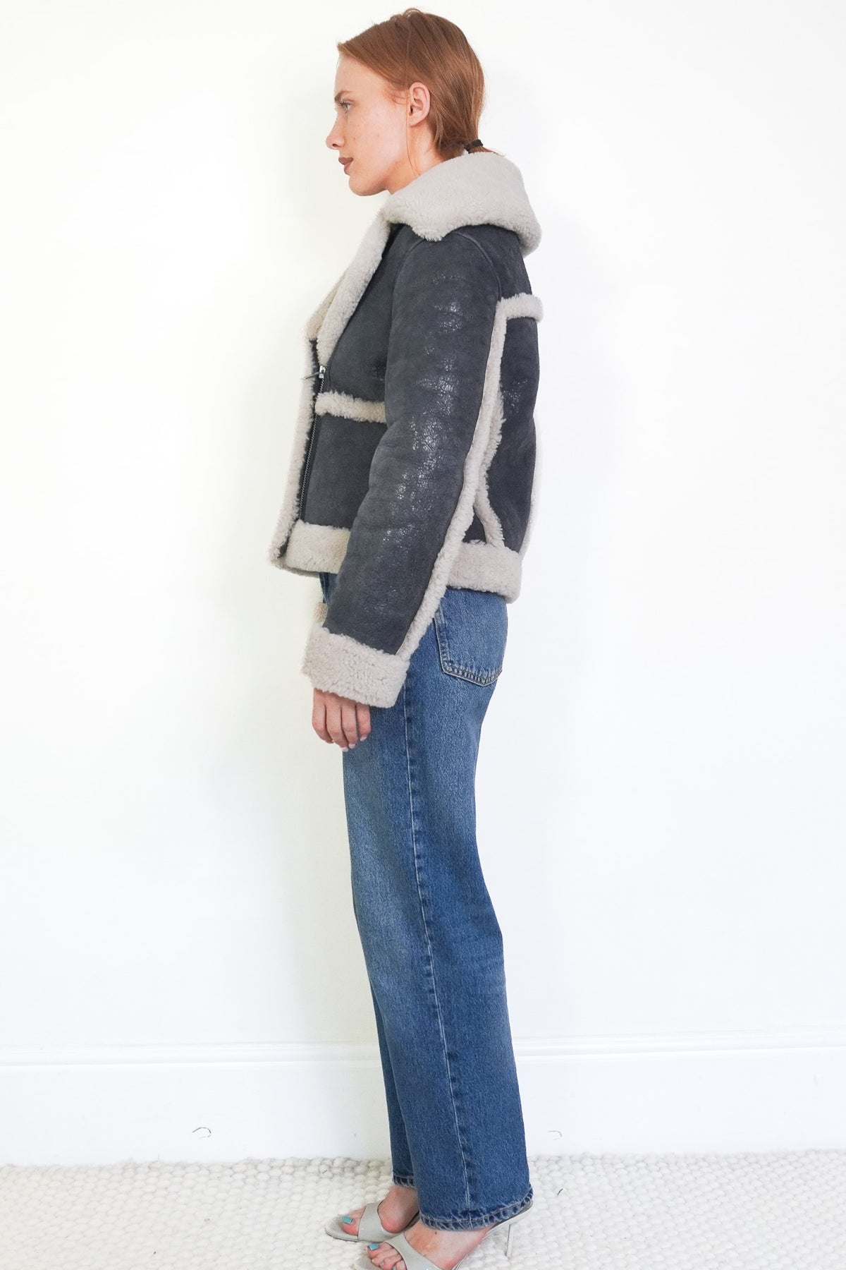Side Image: All Saints Lambs Leather Shearling Jacket