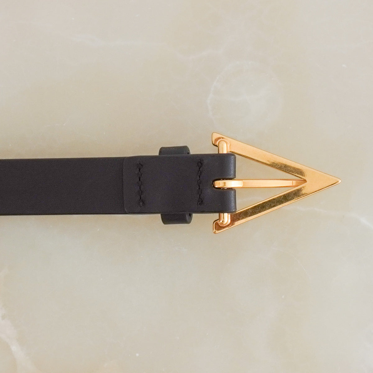 Side Image: Bottega Voneta Brown Triangle Belt with Gold Hardware 65