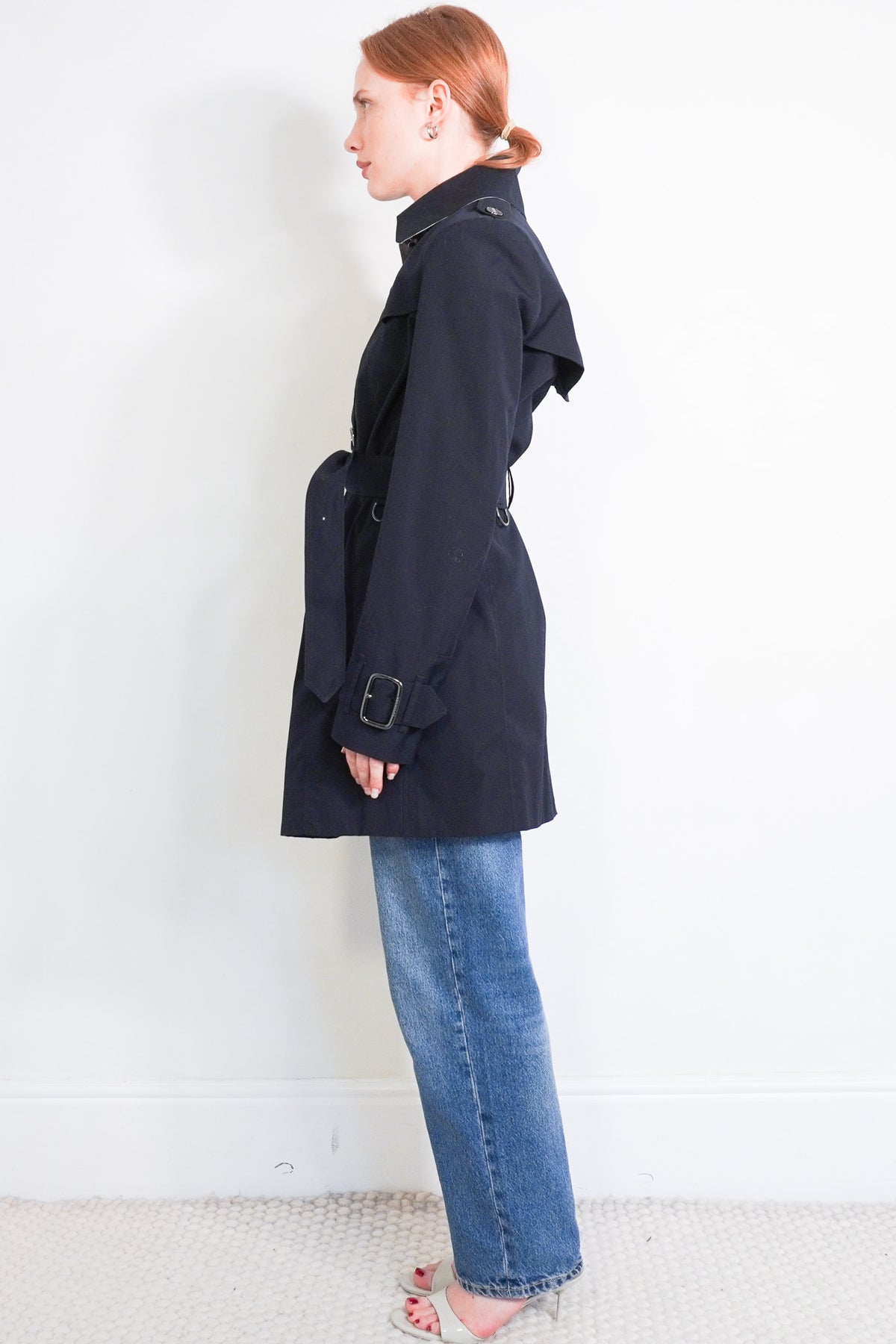 Side Image: Burberry Navy Trench Coat