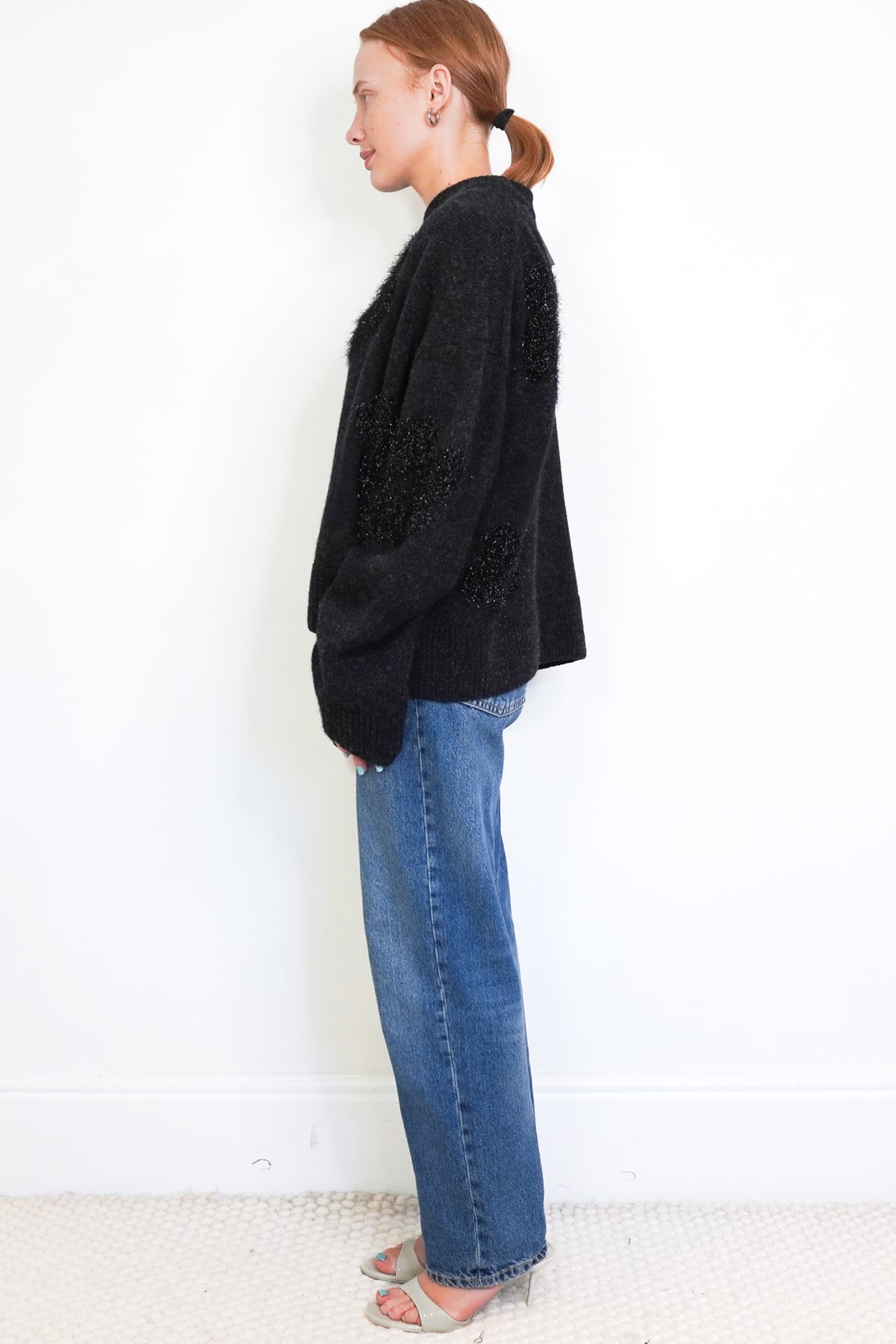 Cecilie Bahlsen Flower Tinsel Applique Black Jumper (RRP £750) | FINAL SALE Authentic Preloved - Reloved Again