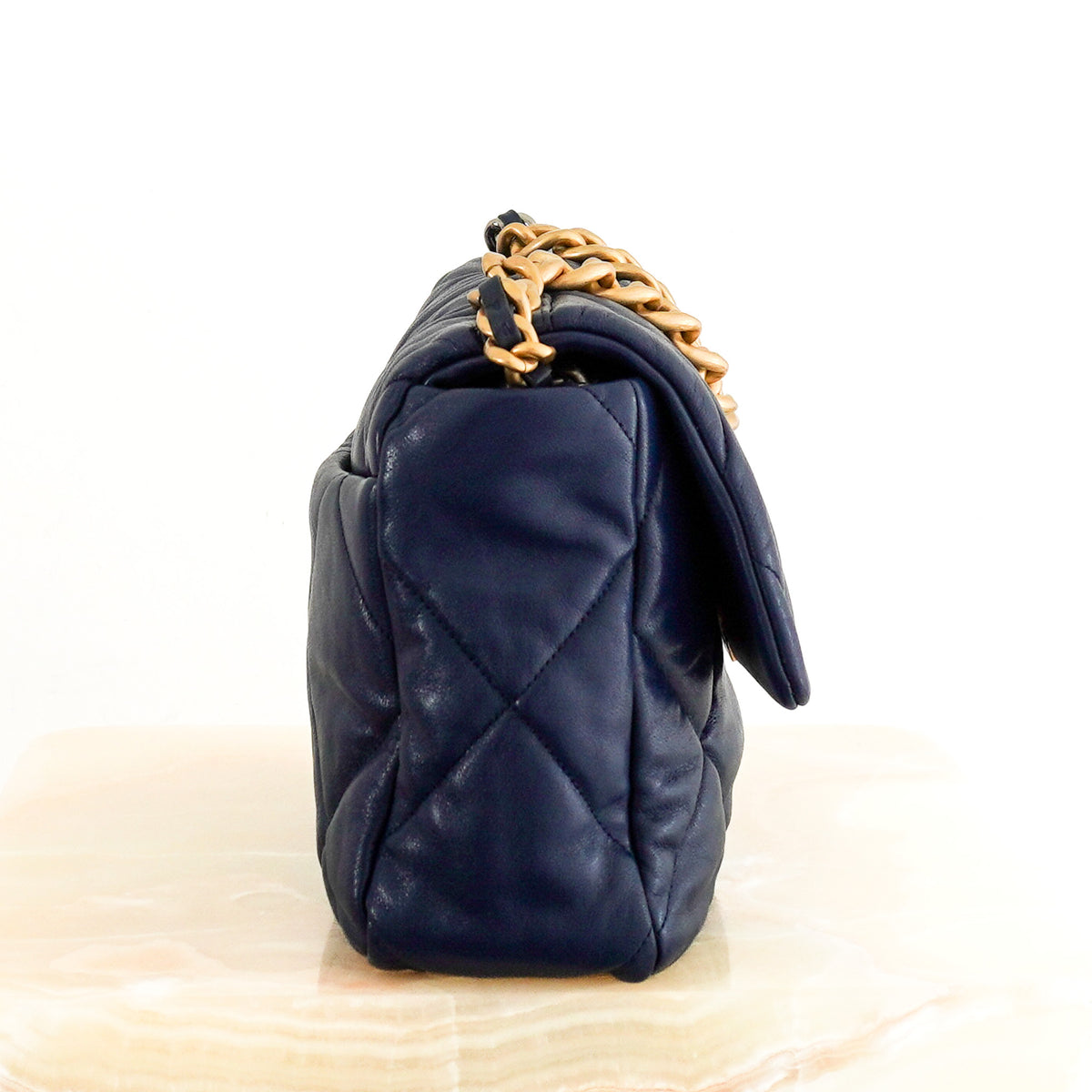 Side Image: Chanel 19 Flap Bag Lambskin Leather in Navy