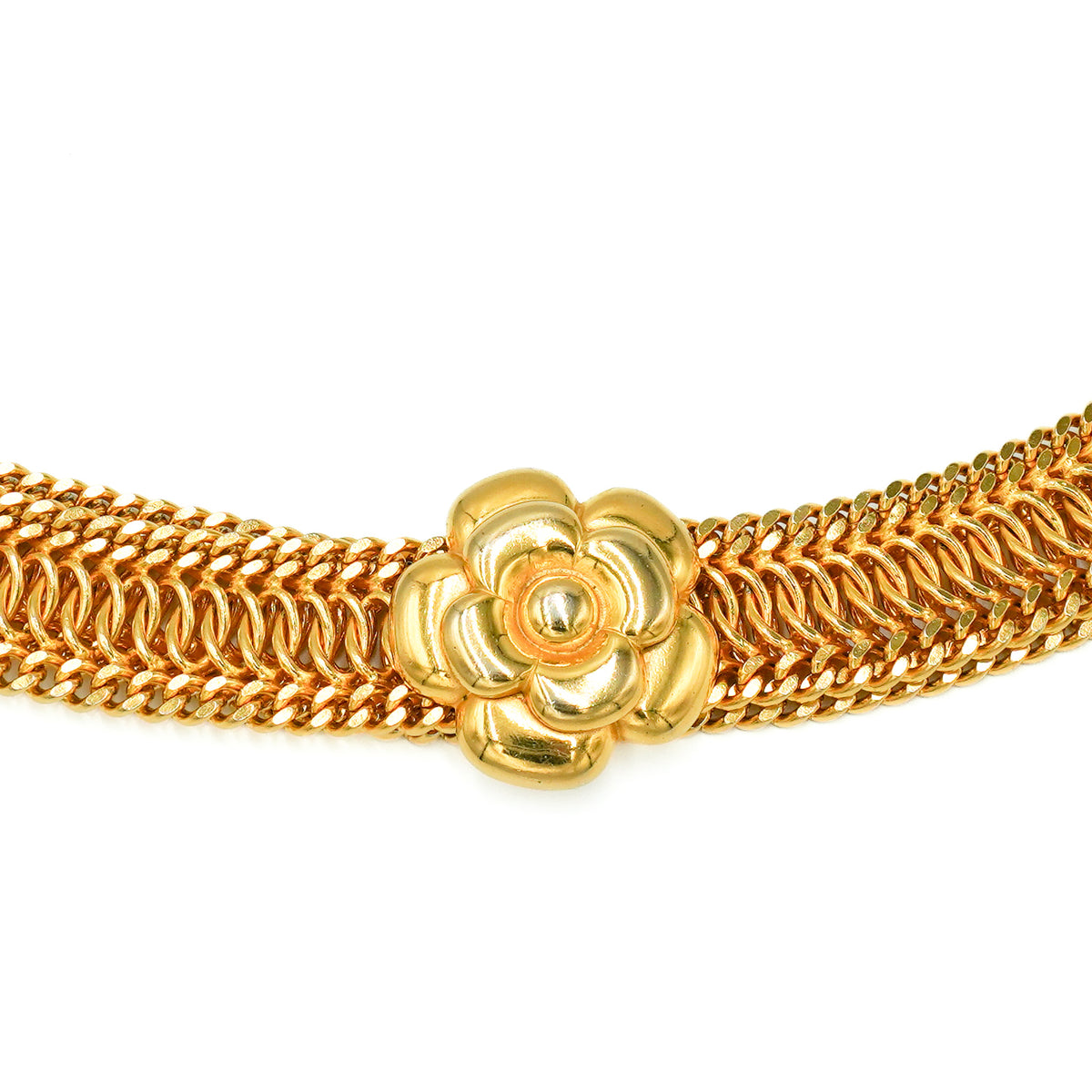 Side Image: Chanel Camellia Haute Couture Gold Tone Belt